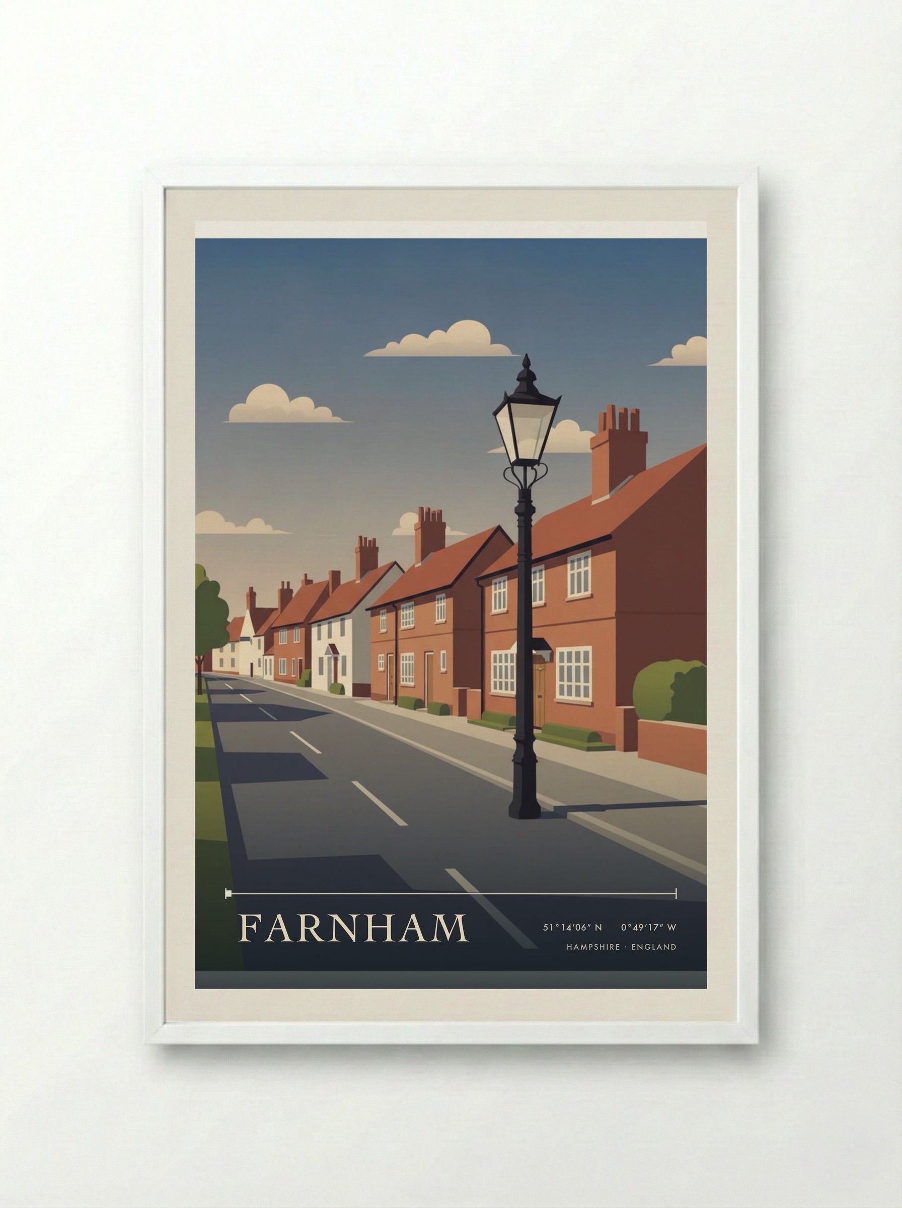 Farnham Hampshire England Travel Poster - Framed Print White