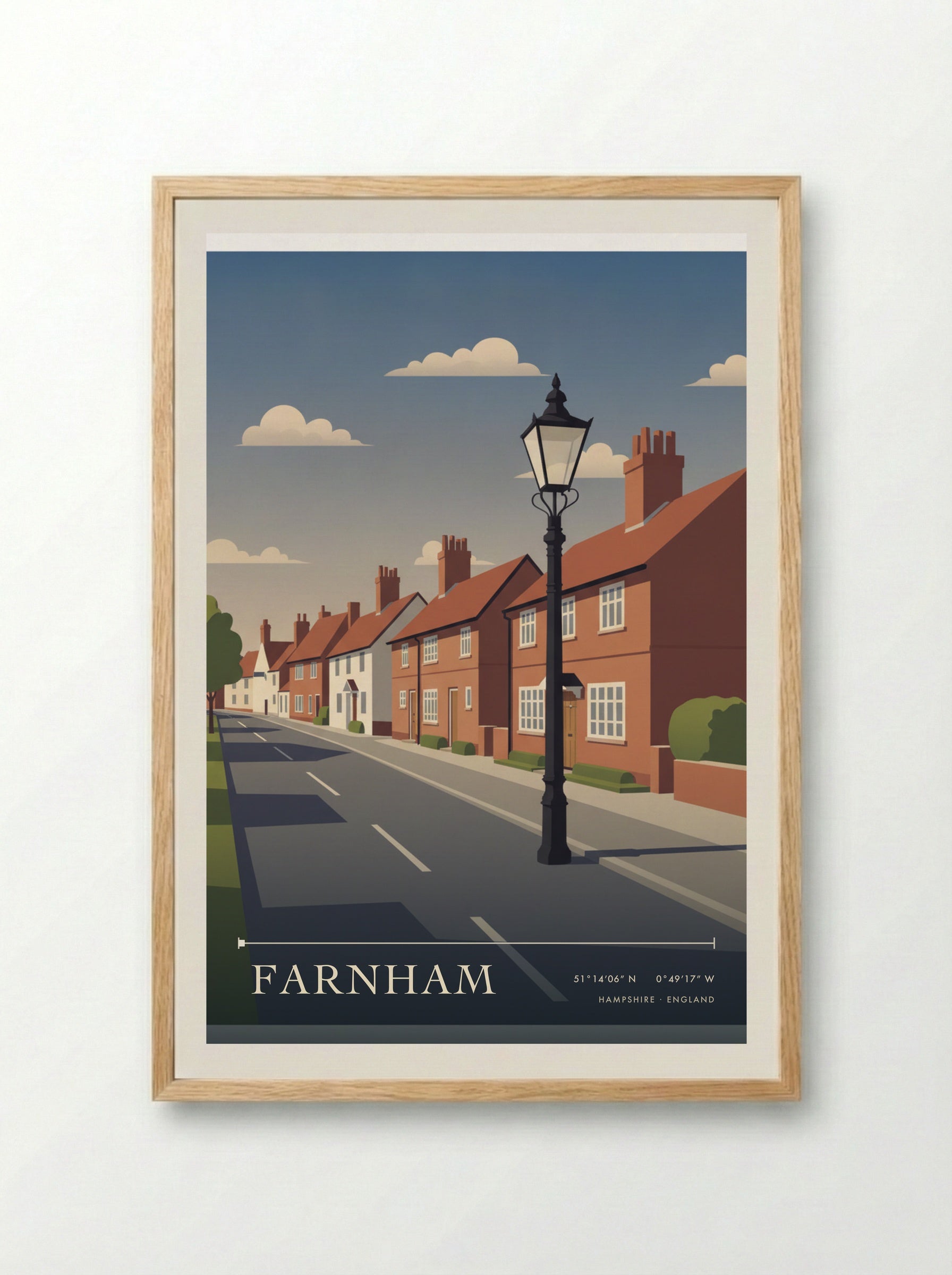 Farnham Hampshire England Travel Poster - Framed Print Wood