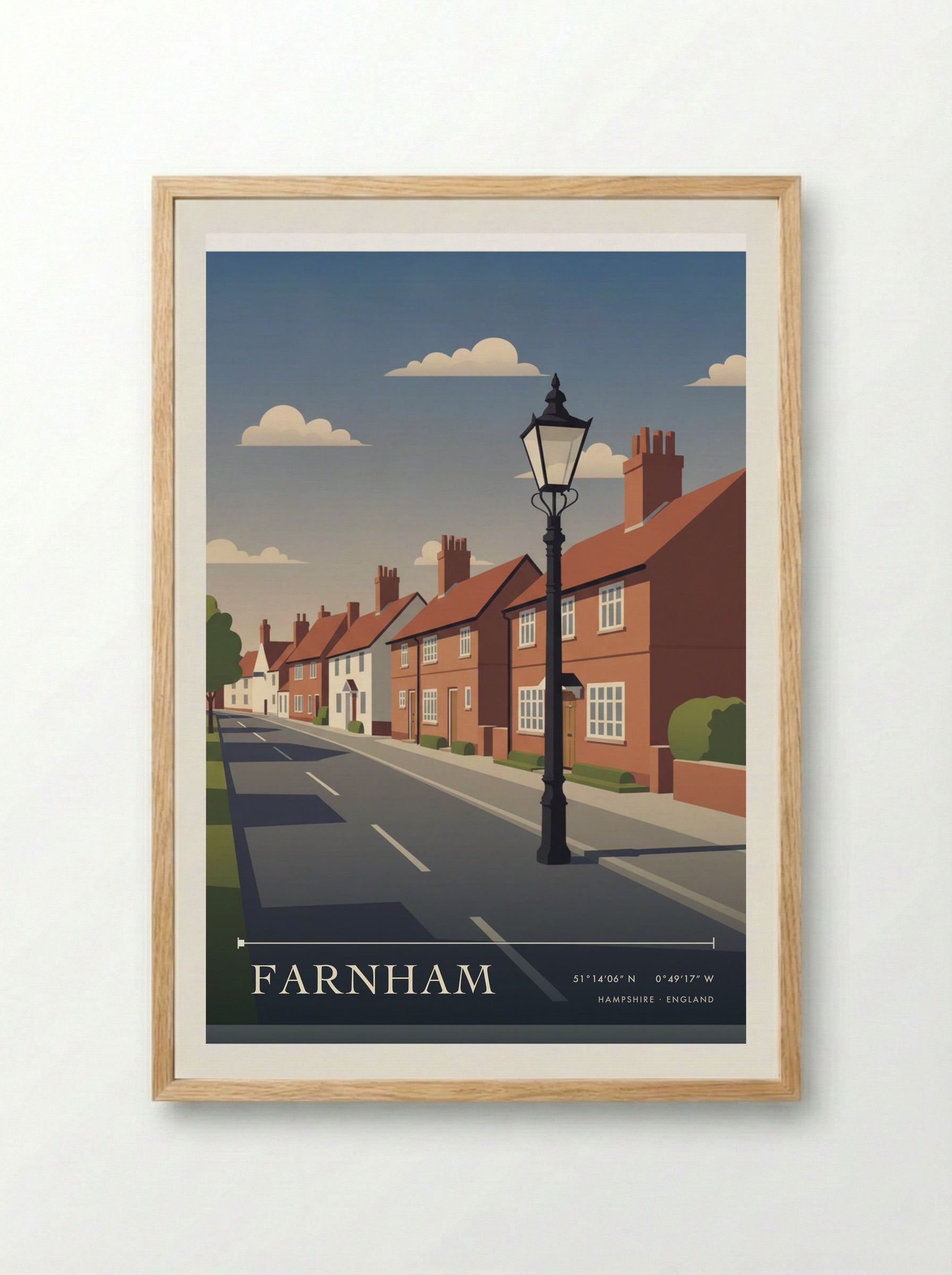 Farnham Hampshire England Travel Poster - Framed Print Wood