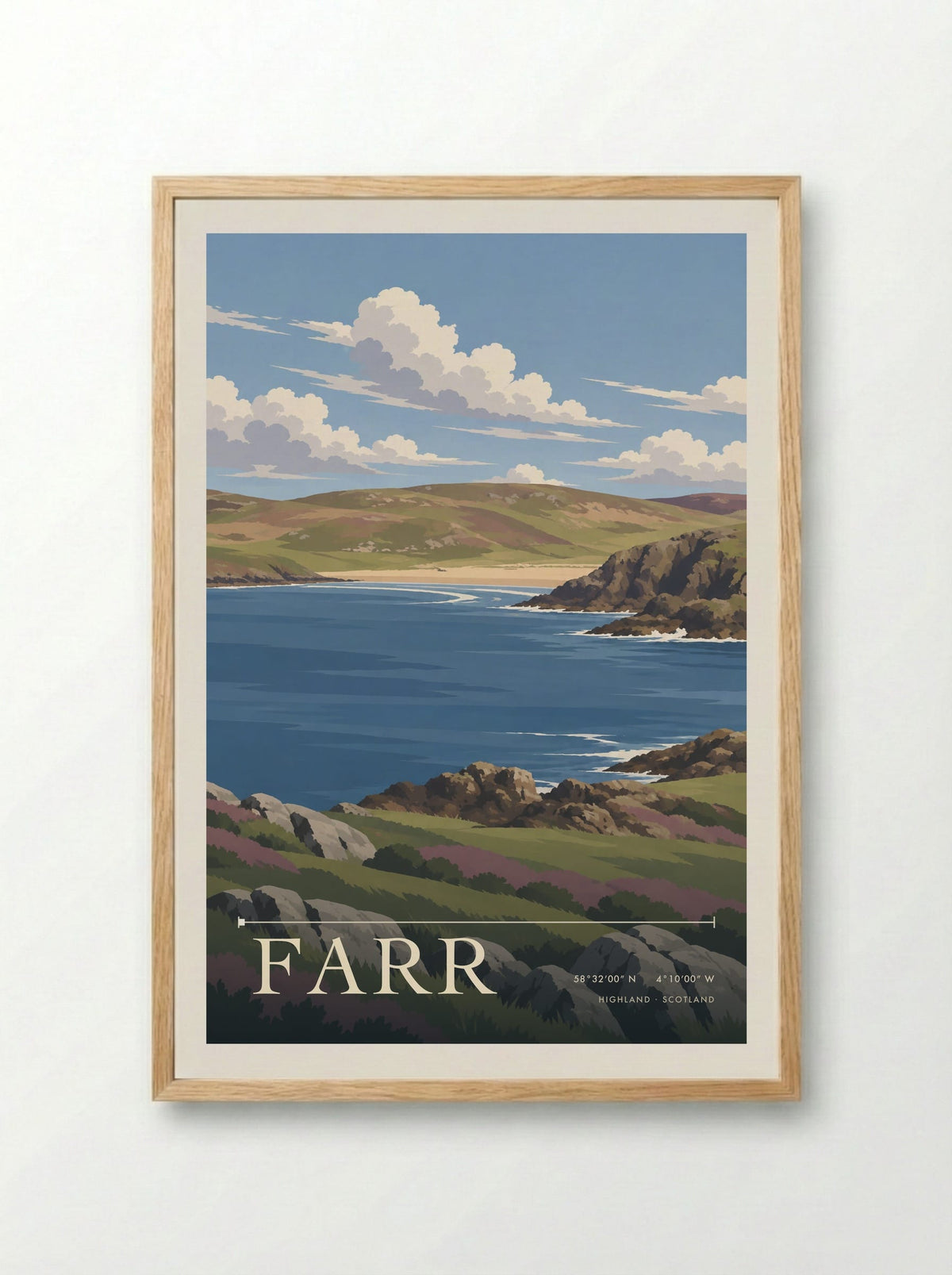 Farr, Highland | Travel Poster - Framed Print Wood