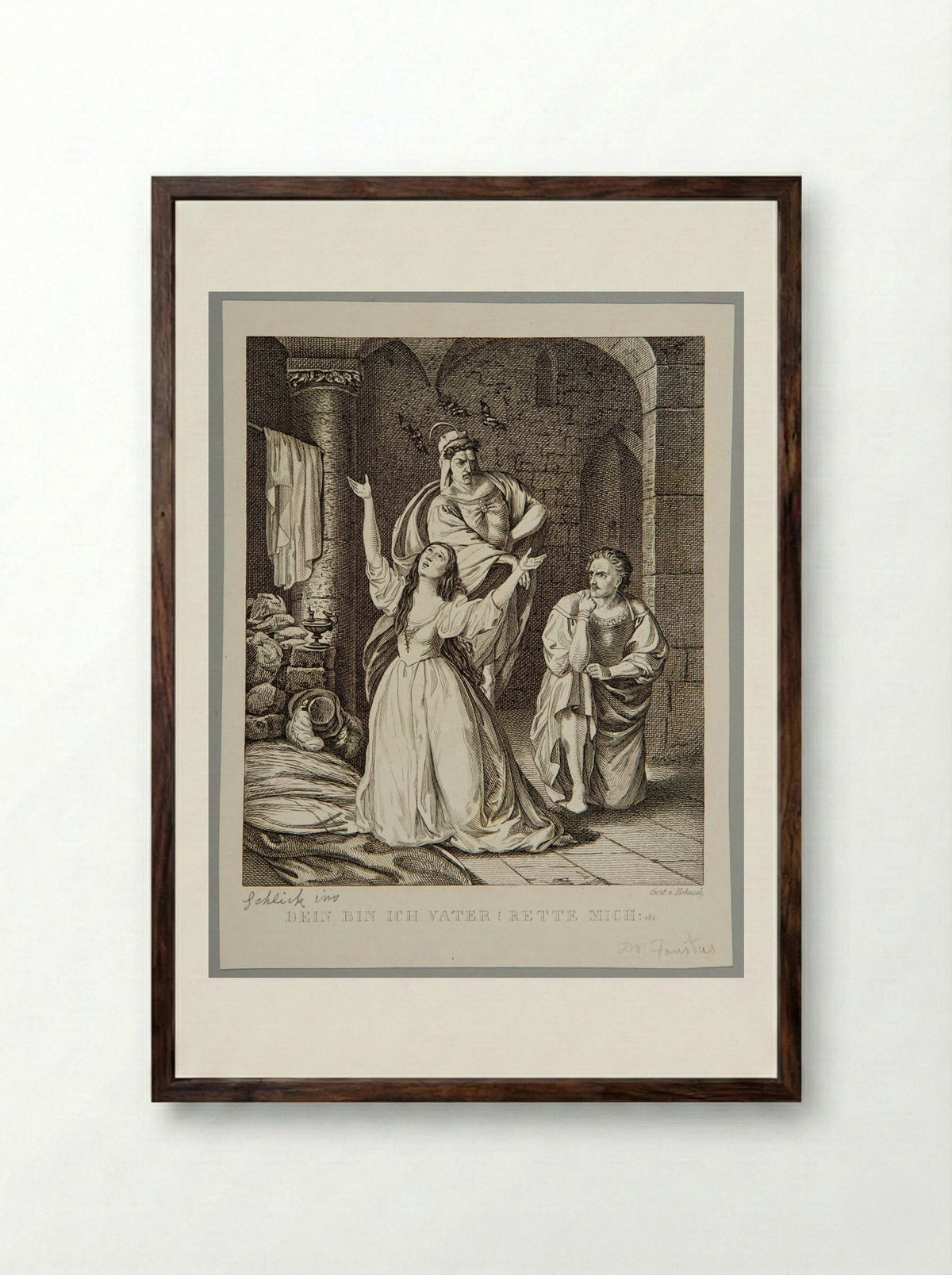 Father, I am yours. Save me! (Faust) - Adolf Hohneck - Framed Print Dark Wood