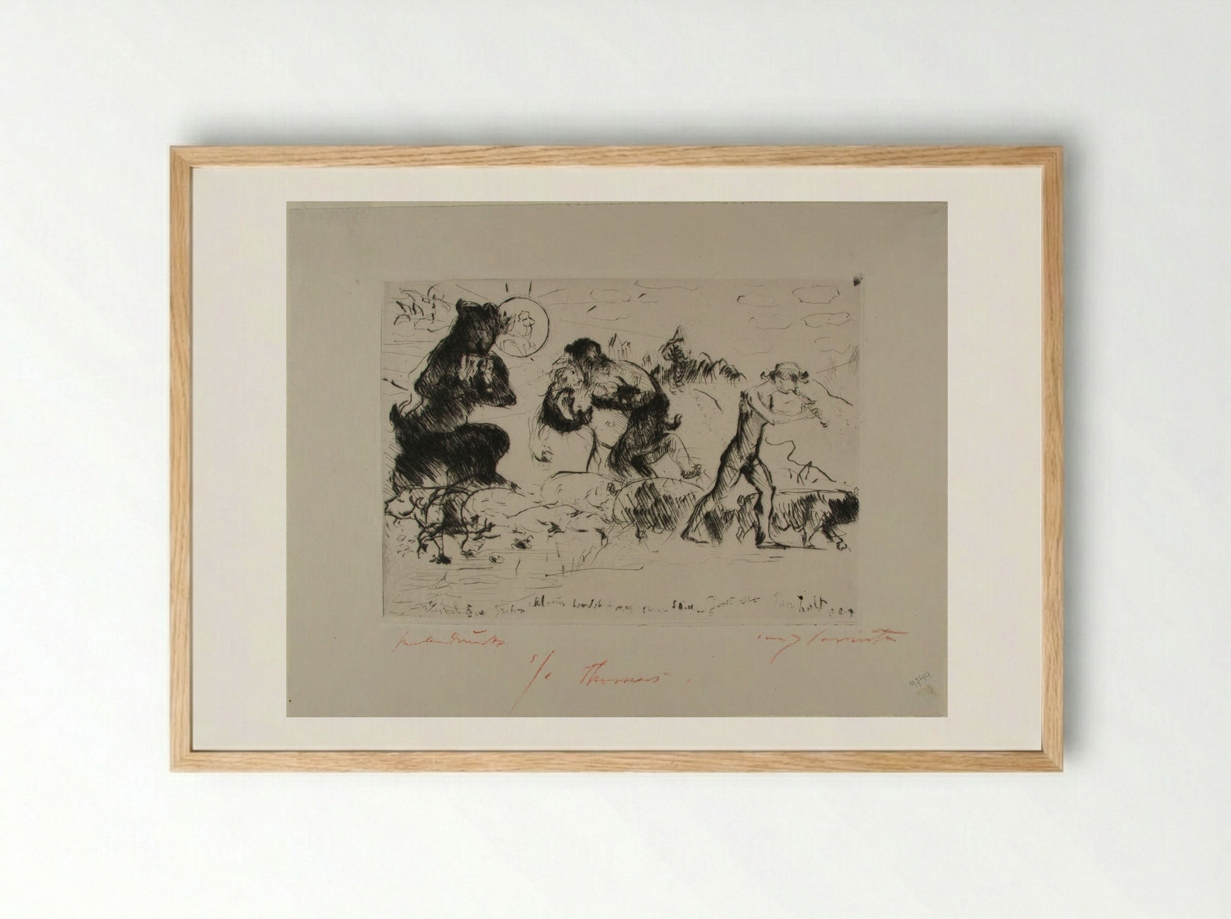 Faun, Nymph and Swineherd - Lovis Corinth - Framed Print Wood