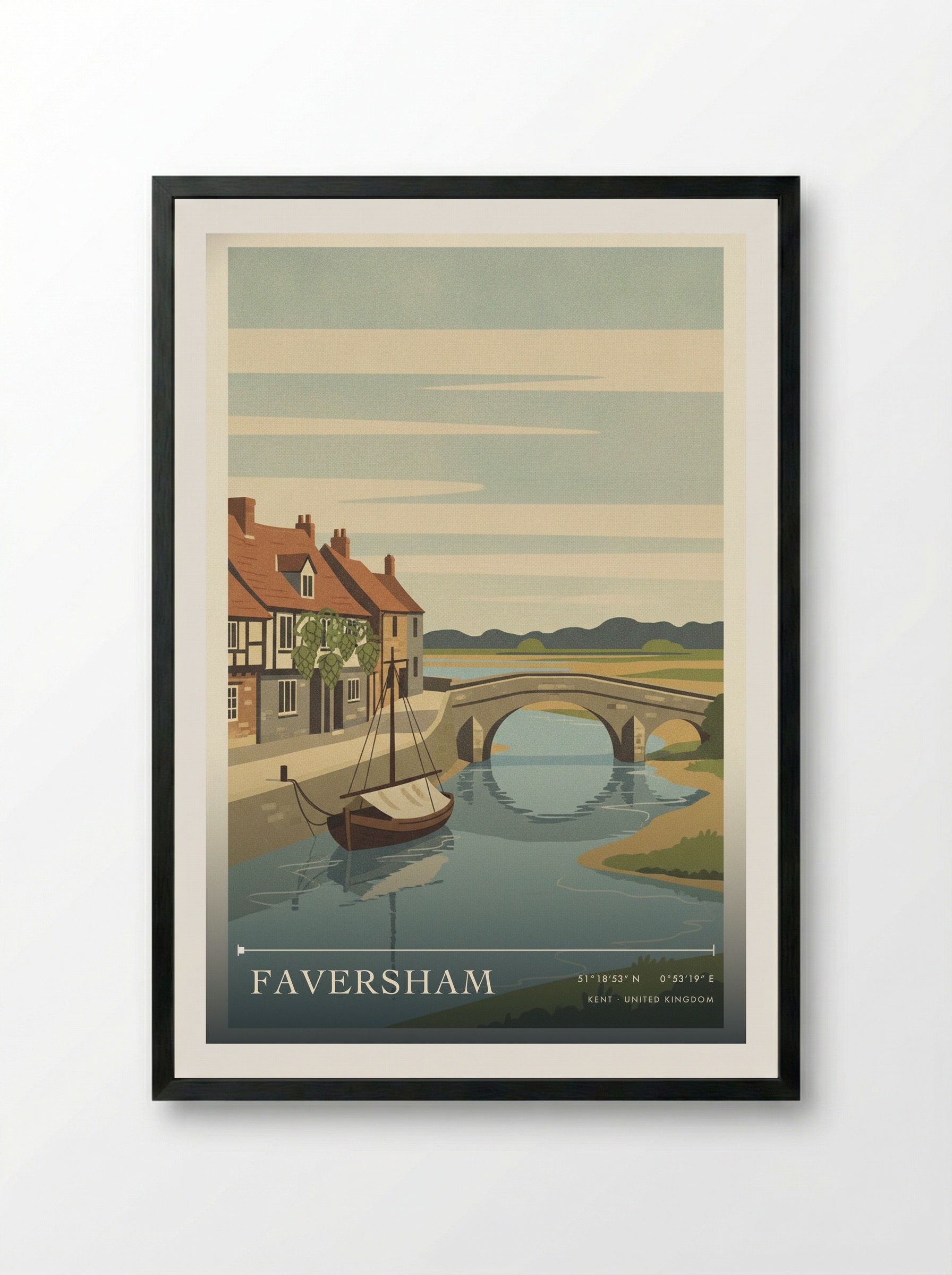 Faversham Kent United Kingdom Travel Poster - Framed Print Black
