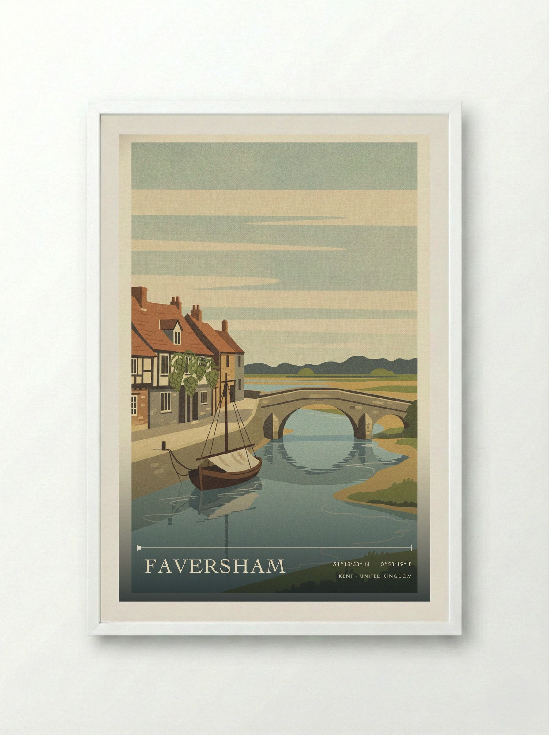 Faversham Kent United Kingdom Travel Poster - Framed Print White