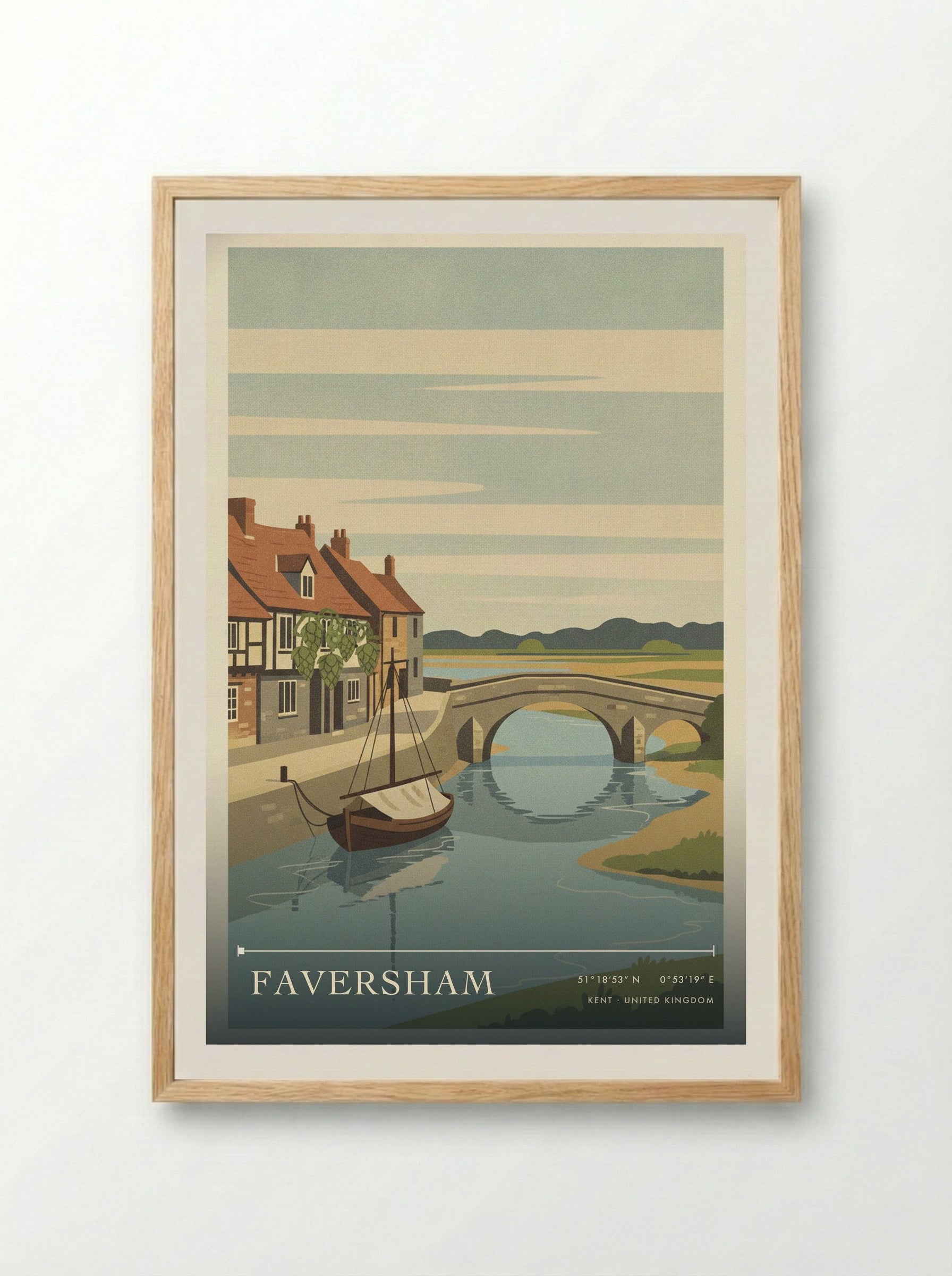 Faversham Kent United Kingdom Travel Poster - Framed Print Wood