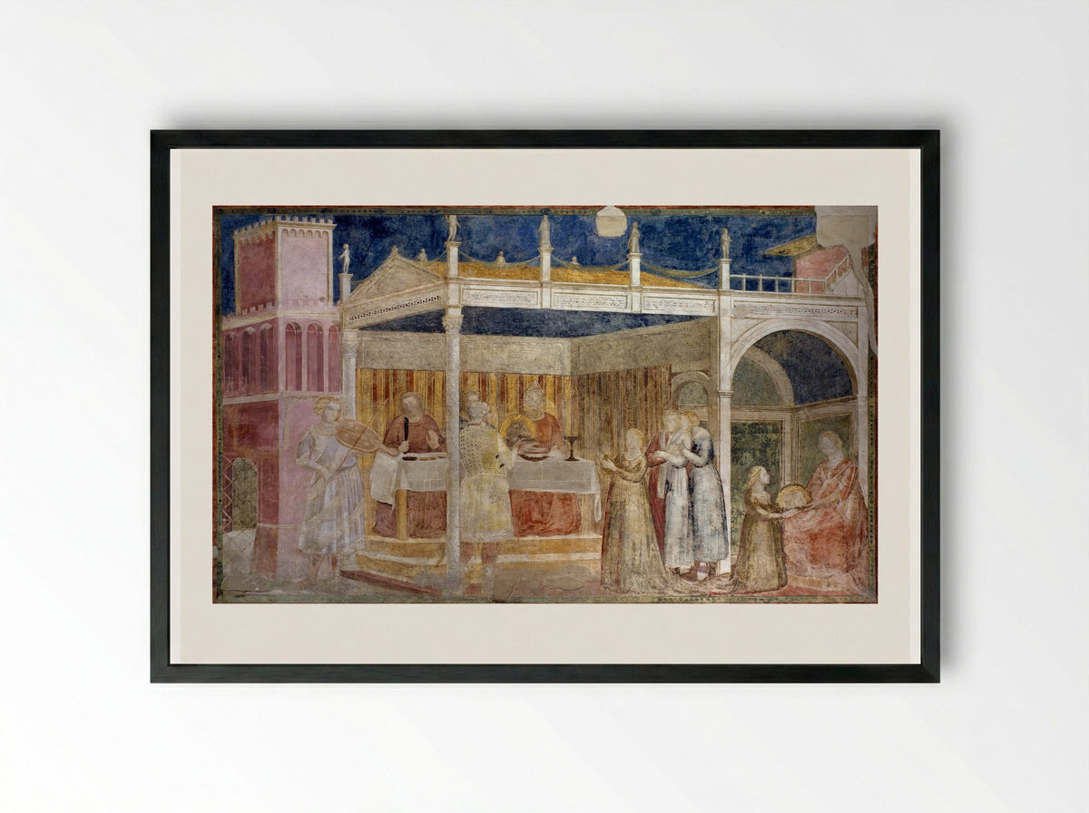 Feast of Herod - Giotto di Bondone - Framed Print Black