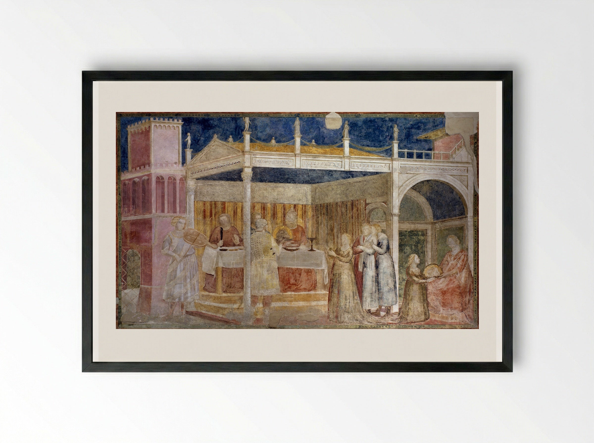 Feast of Herod - Giotto di Bondone - Framed Print Black