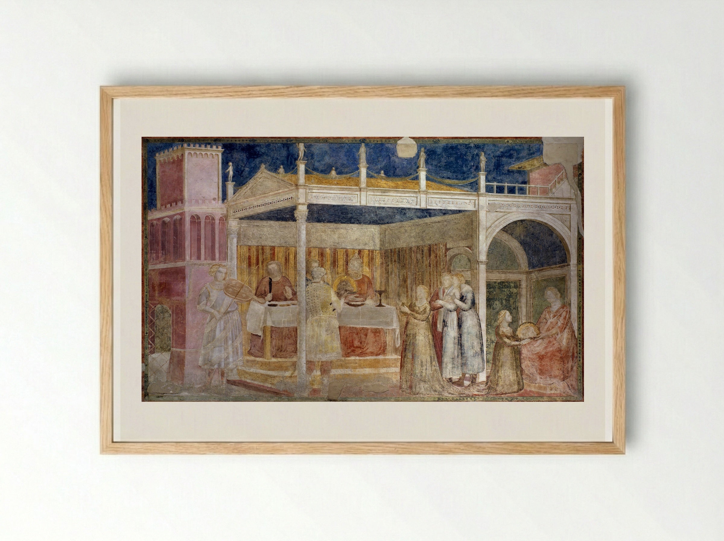 Feast of Herod - Giotto di Bondone - Framed Print Wood