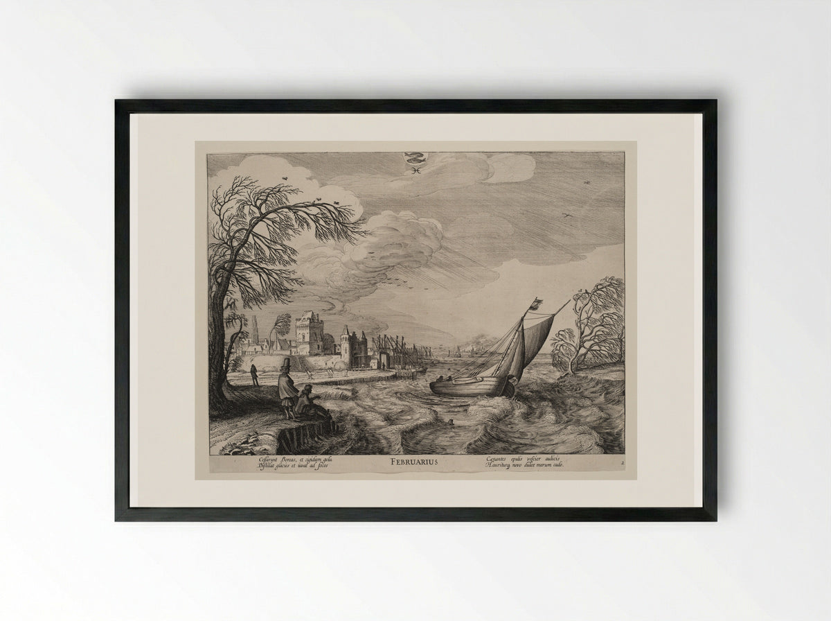 February - Jan van de Velde II - Framed Print Black