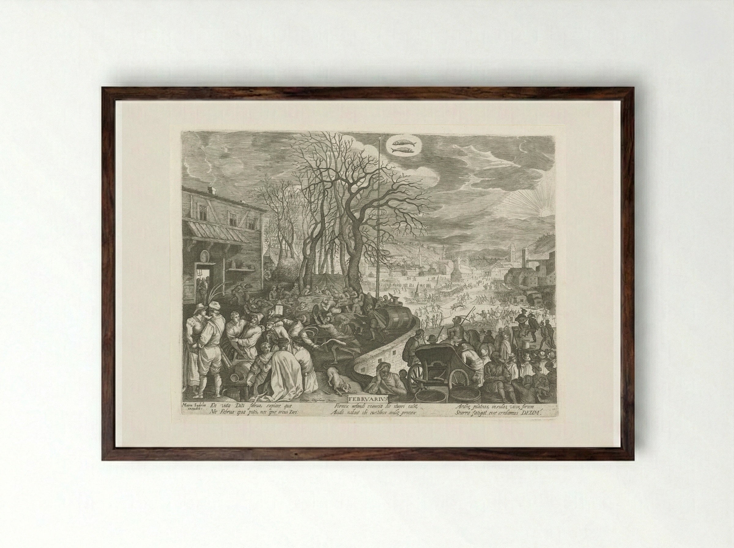 February - Aegidius Sadeler II - Framed Print Dark Wood