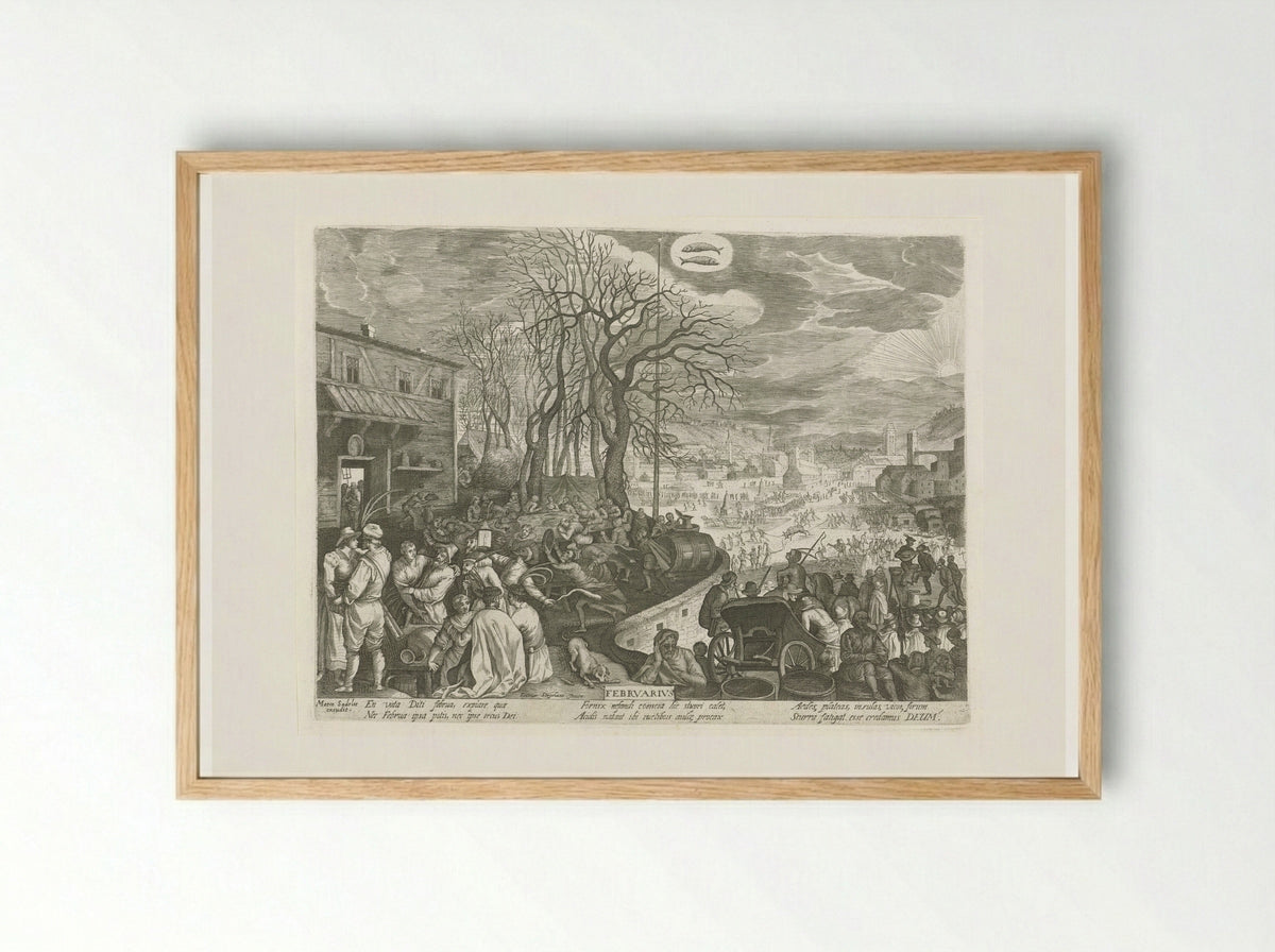 February - Aegidius Sadeler II - Framed Print Wood