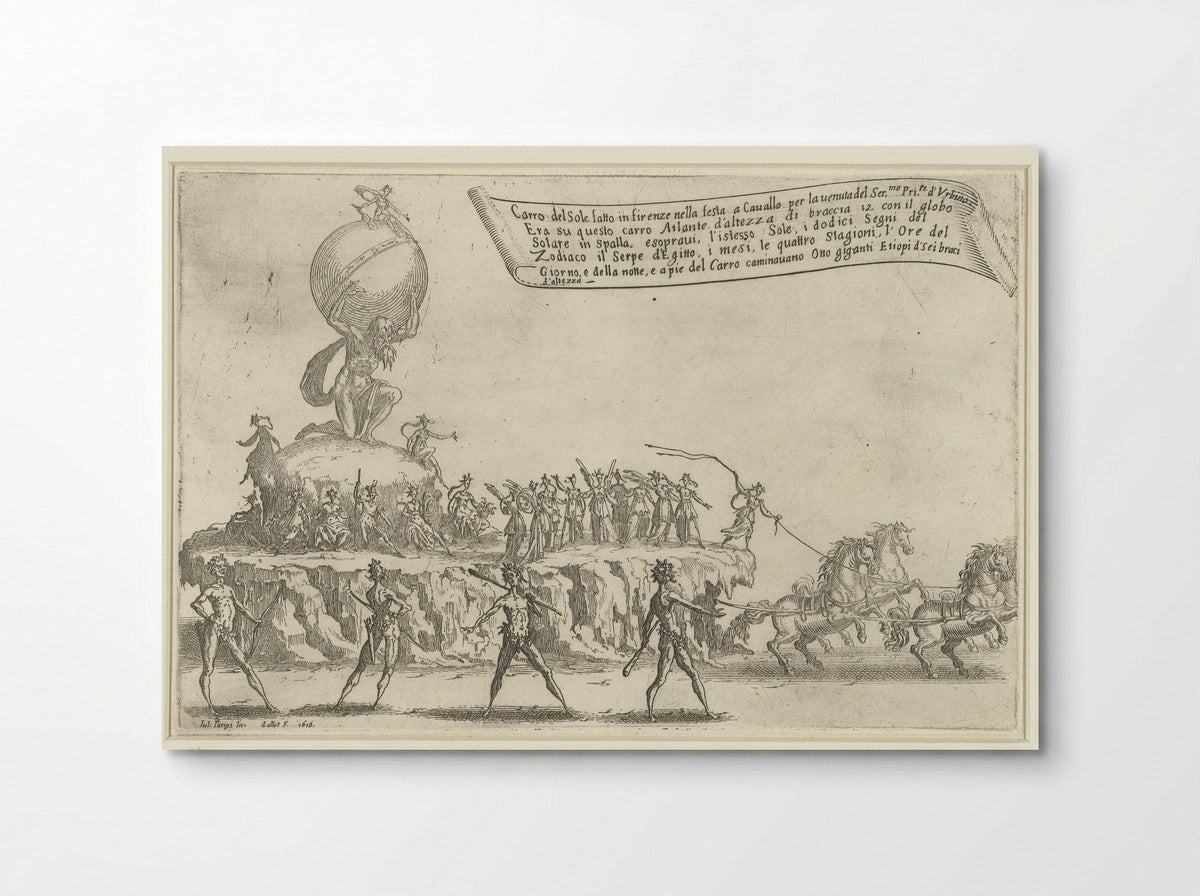 Feest te Florence: praalwagen van Atlas en de zon - Jacques Callot - Poster