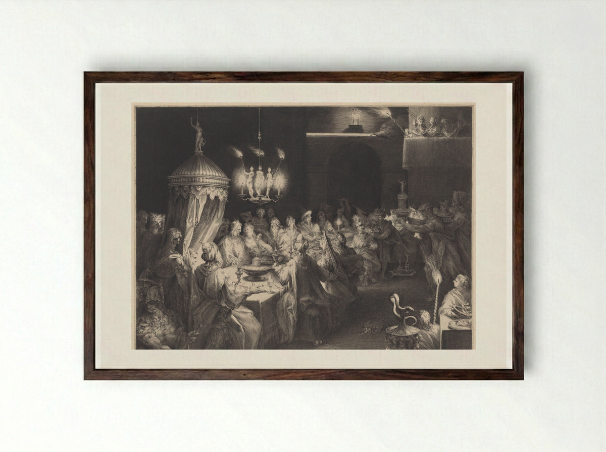 Feestmaal van Belsassar - Jan Harmensz. Muller - Framed Print Dark Wood