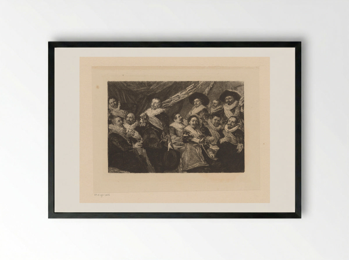 Feestmaal van de officieren van de Haarlemse Sint Jorisschutterij - William Unger - Framed Print Black