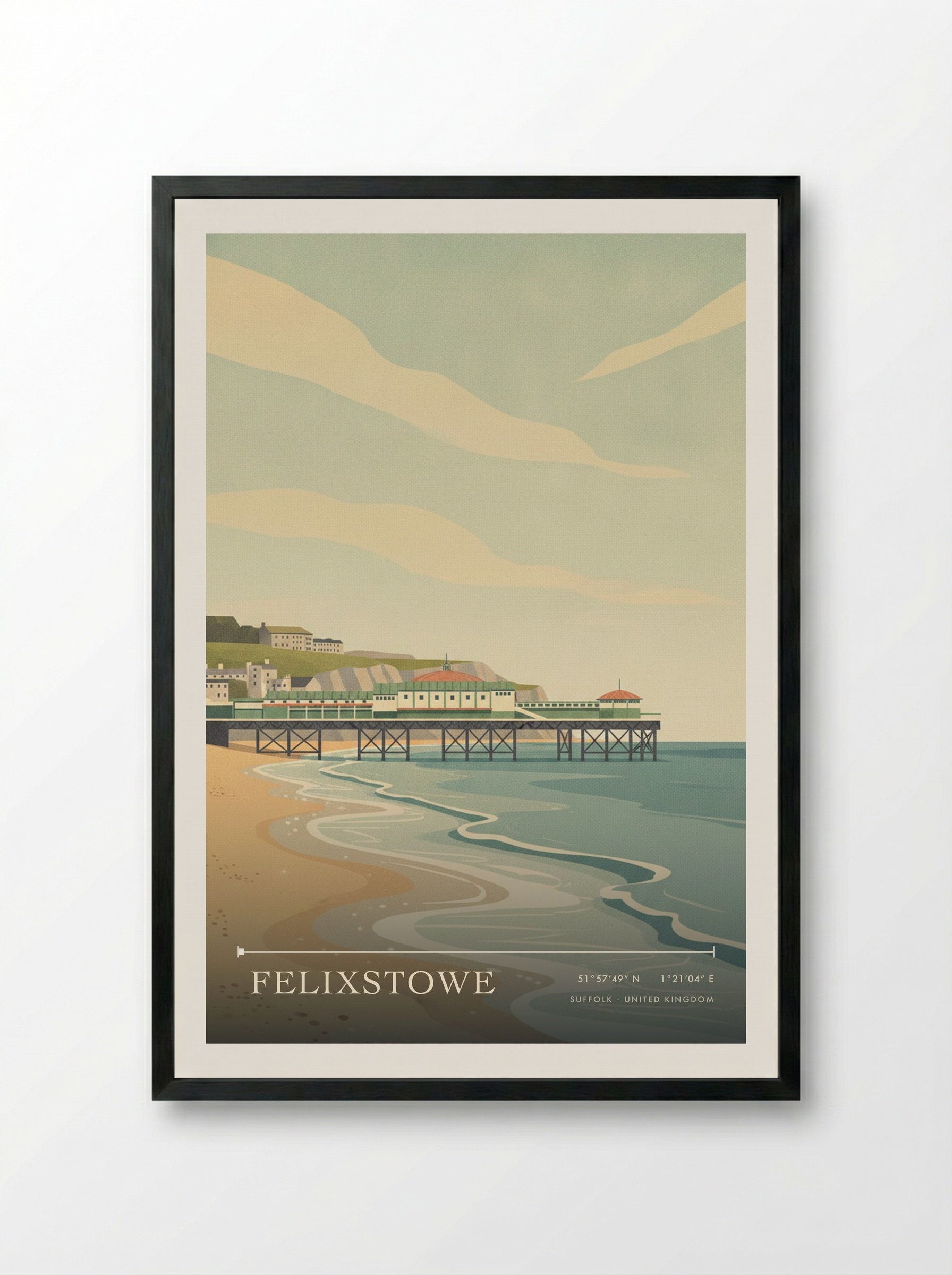 Felixstowe Suffolk United Kingdom Travel Poster - Framed Print Black