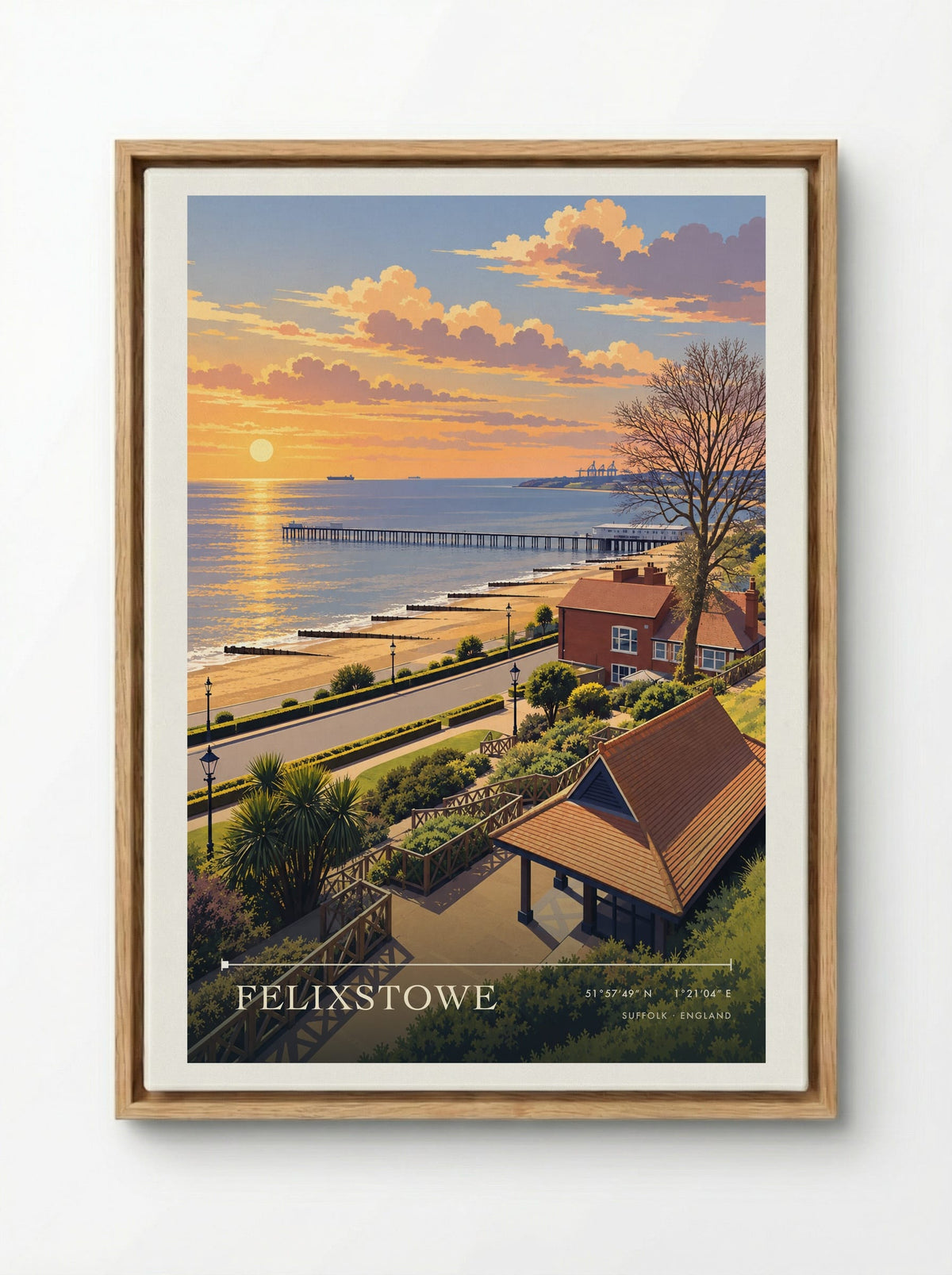 Felixstowe, Suffolk | Travel Poster - Framed Canvas Wood