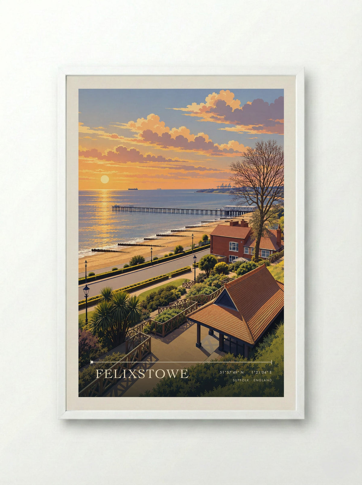 Felixstowe, Suffolk | Travel Poster - Framed Print White