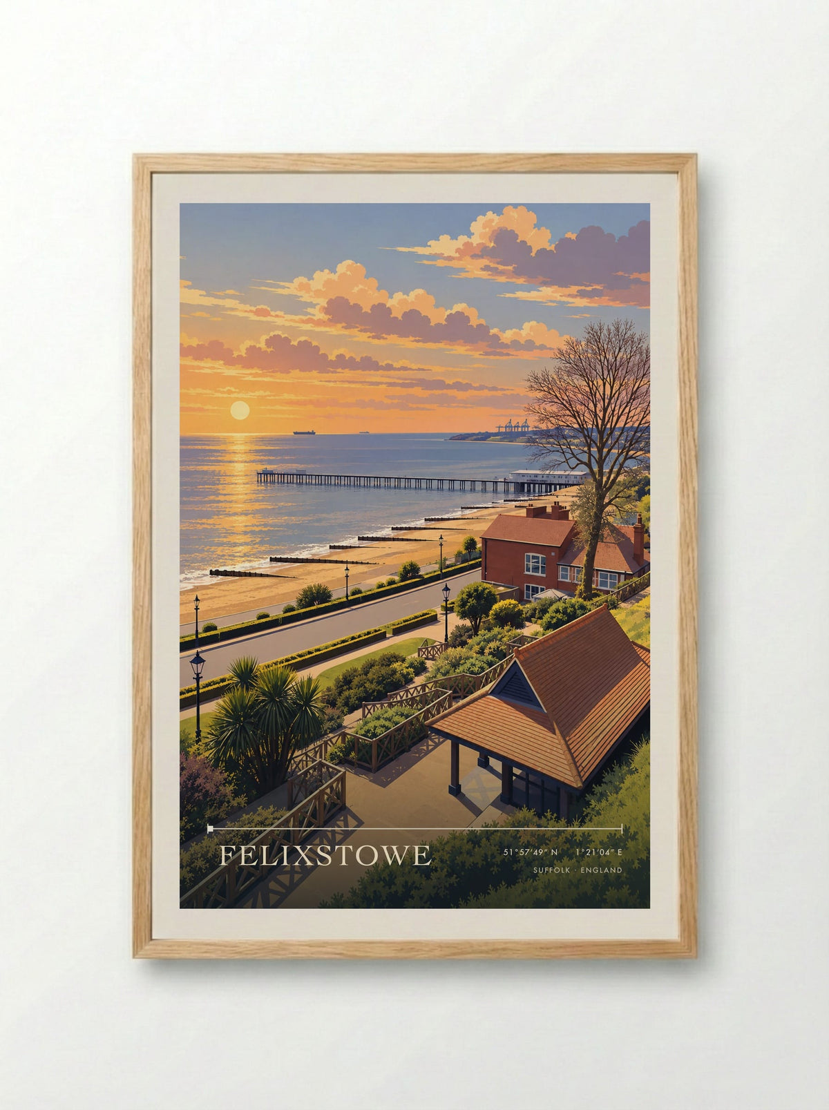 Felixstowe, Suffolk | Travel Poster - Framed Print Wood