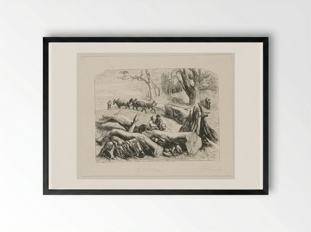 Felling the Forest Trees - Edward Dalziel - Framed Print Black