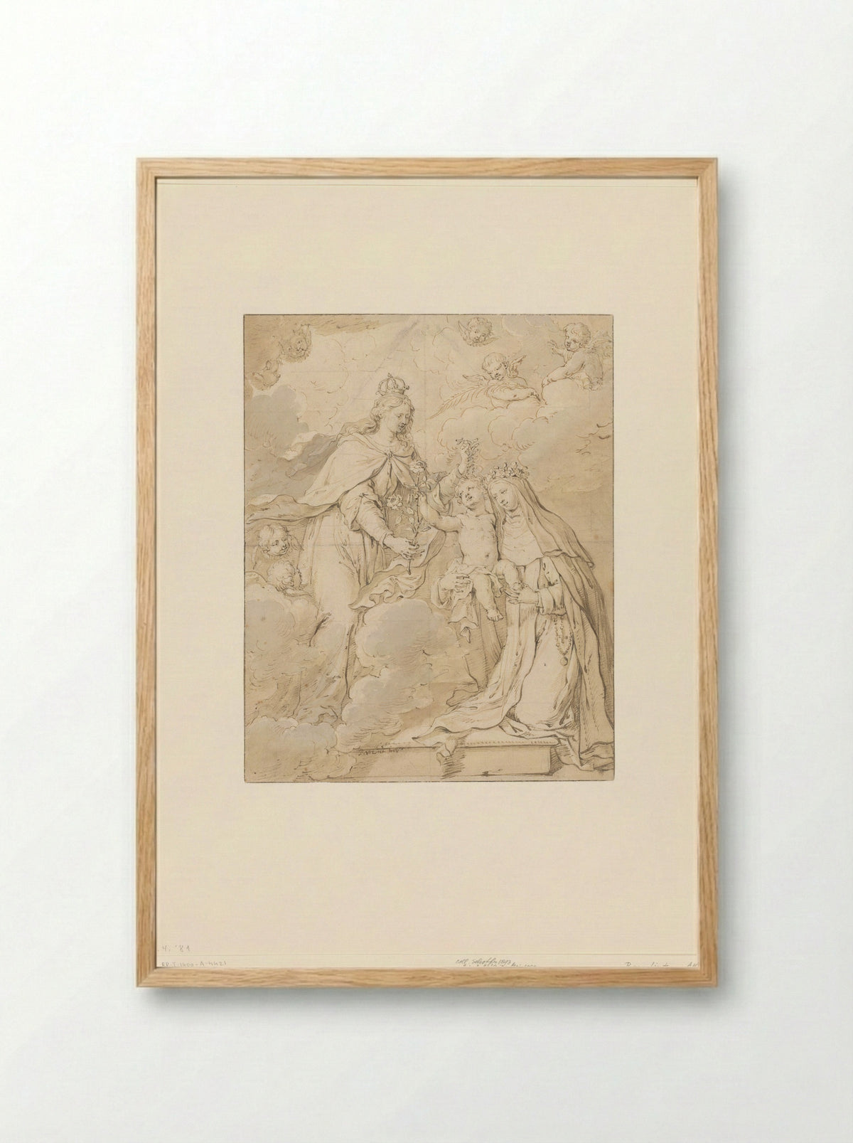 Female Saint with the Christ Child and the Virgin Mary - Peter van Lint - Framed Print Wood