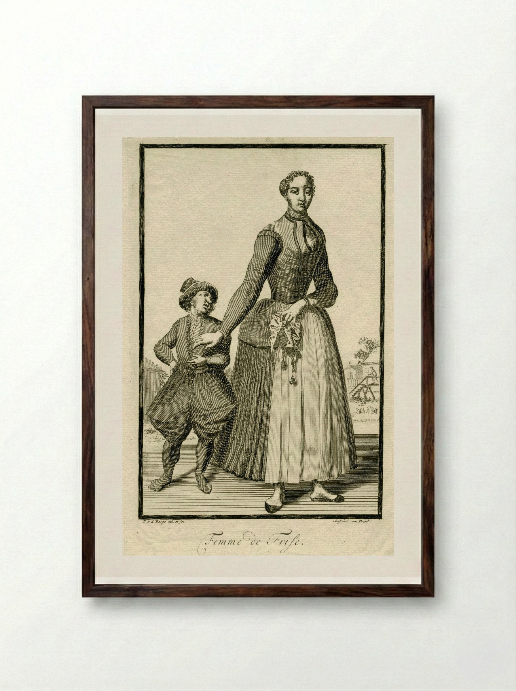 Femme de Frise (Woman from Friesland) - Pieter van den Berge - Framed Print Dark Wood