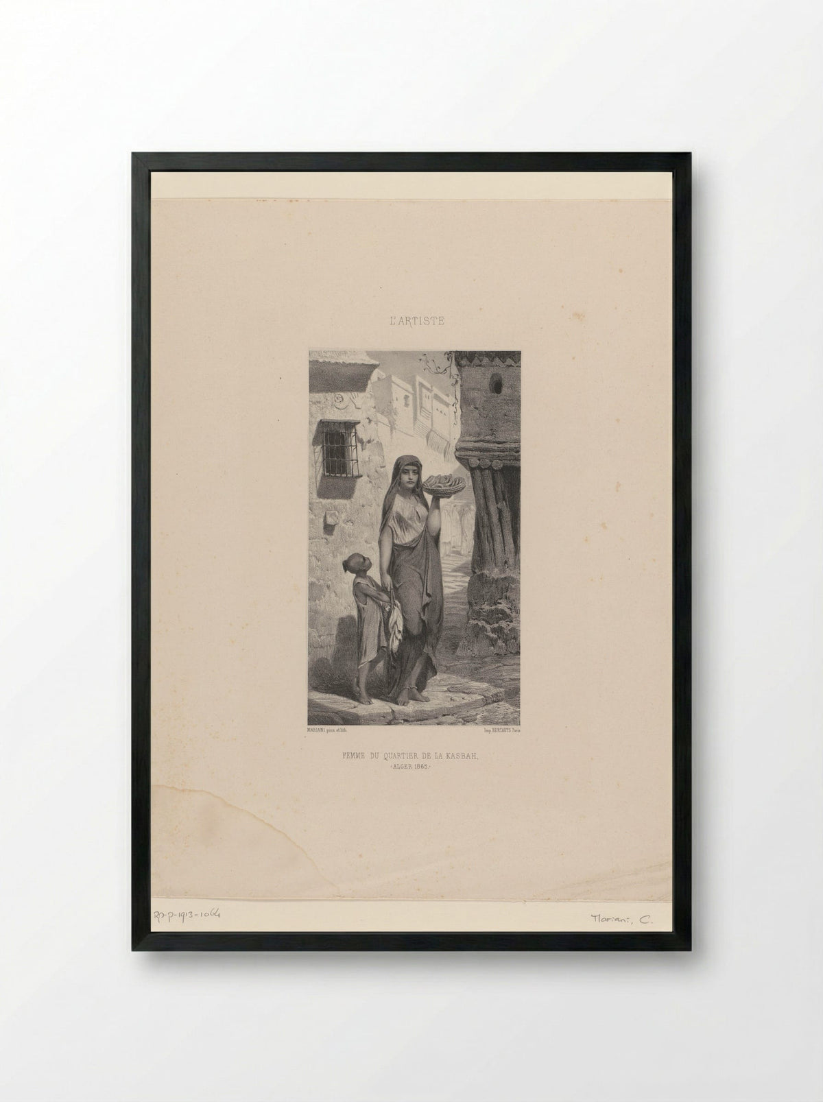 Femme du quartier de la Kasbah, Alger - C. Mariani - Framed Print Black