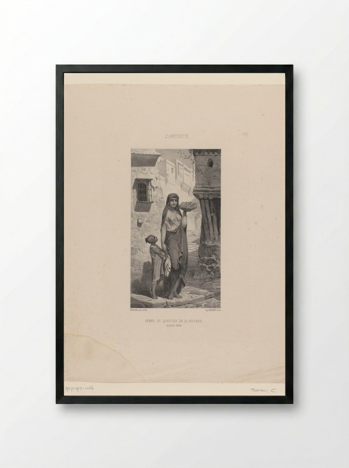 Femme du quartier de la Kasbah, Alger - C. Mariani - Framed Print Black