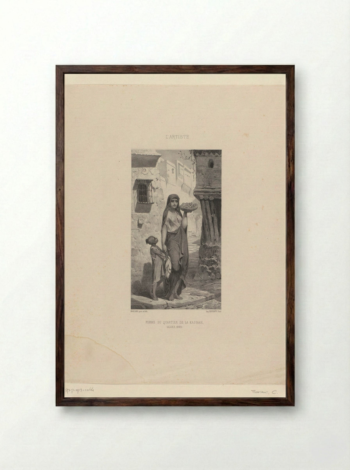 Femme du quartier de la Kasbah, Alger - C. Mariani - Framed Print Dark Wood