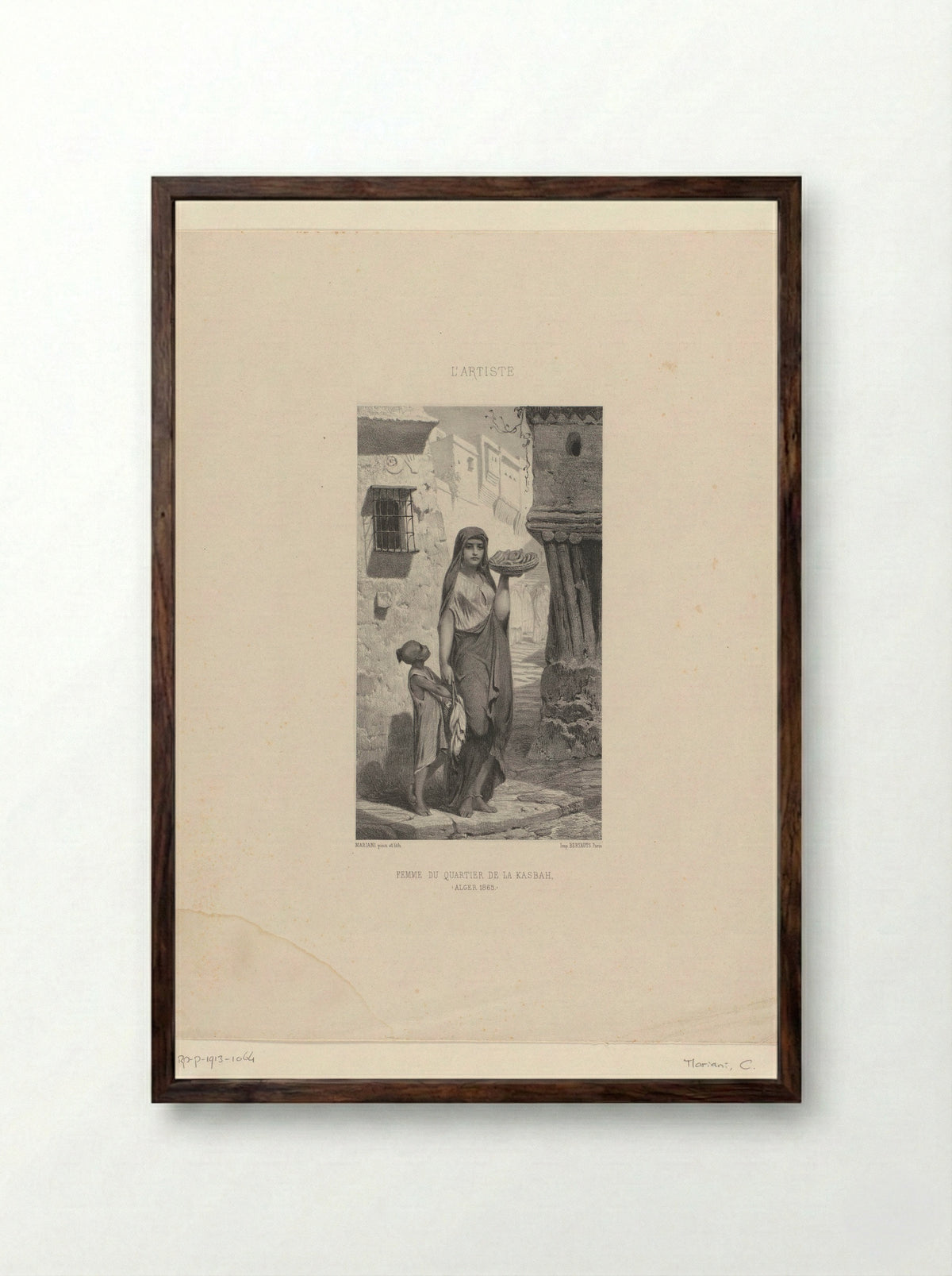 Femme du quartier de la Kasbah, Alger - C. Mariani - Framed Print Dark Wood