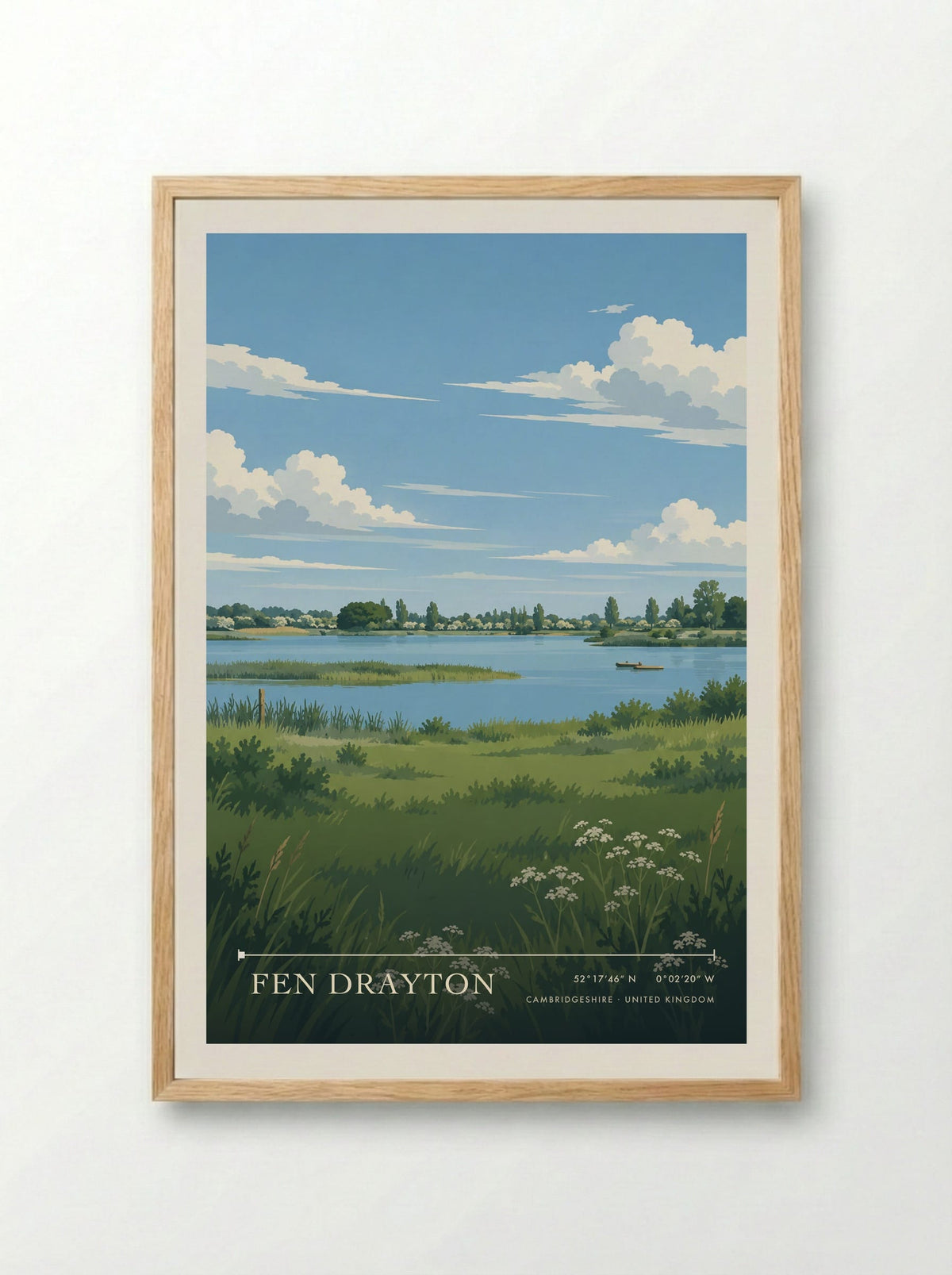 Fen Drayton, Cambridgeshire | Travel Poster - Framed Print Wood