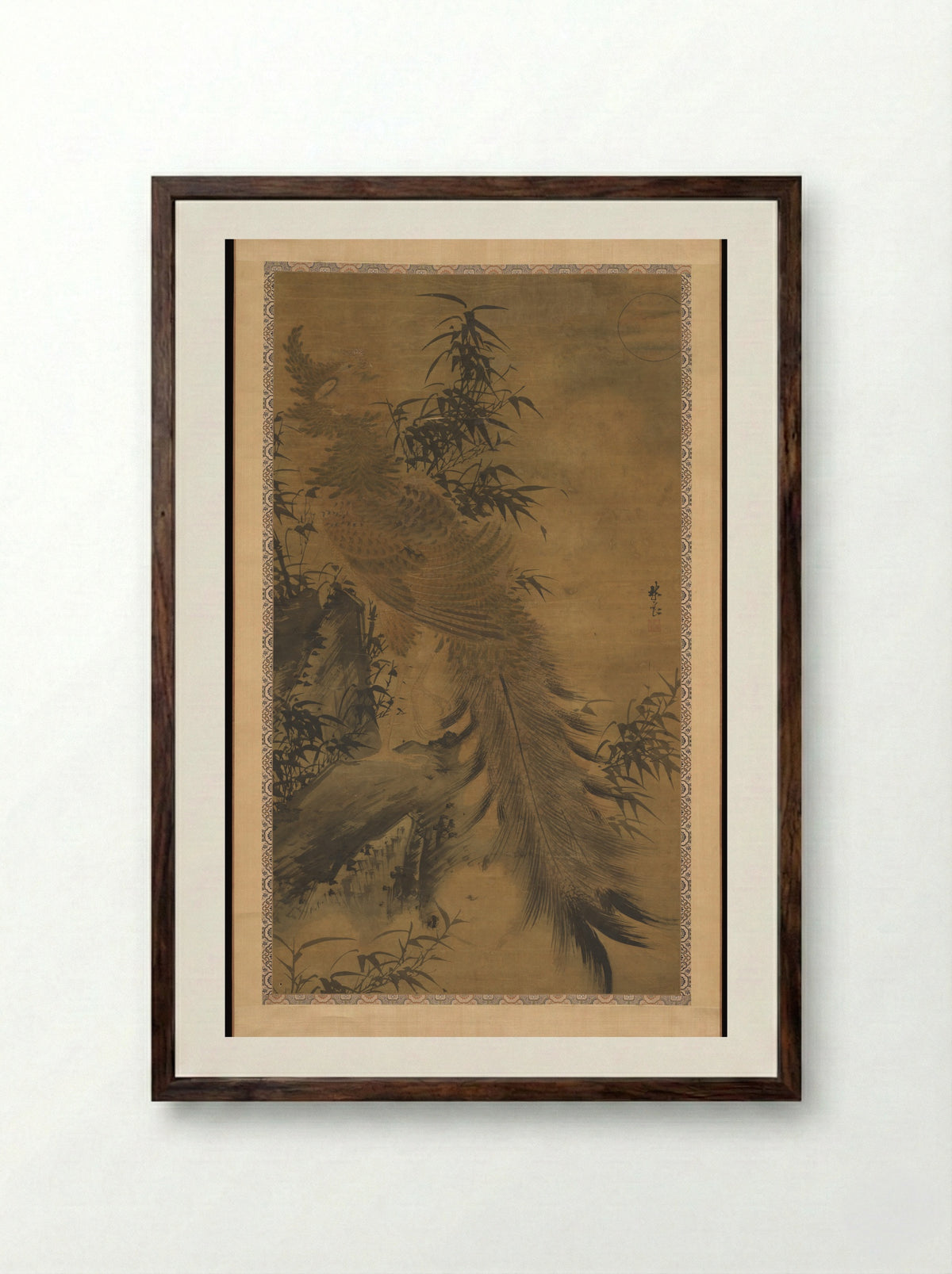 Fenghuang (Phoenix) - Lin Liang - Framed Print Dark Wood