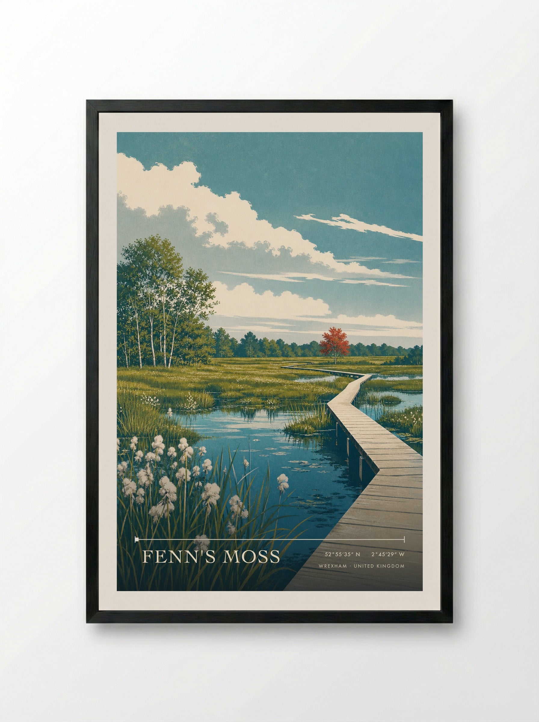 Fenn's Moss Wrexham United Kingdom Travel Poster - Framed Print Black