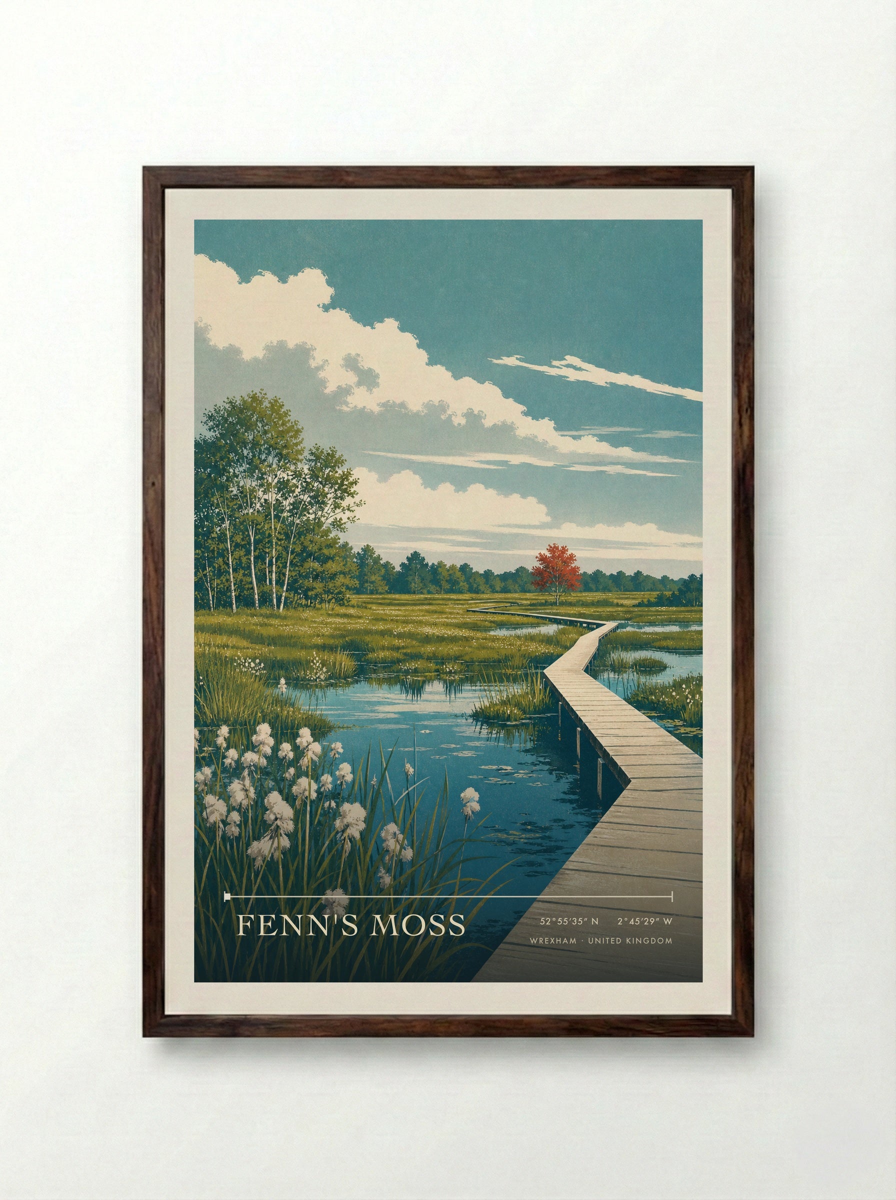 Fenn's Moss Wrexham United Kingdom Travel Poster - Framed Print Dark Wood