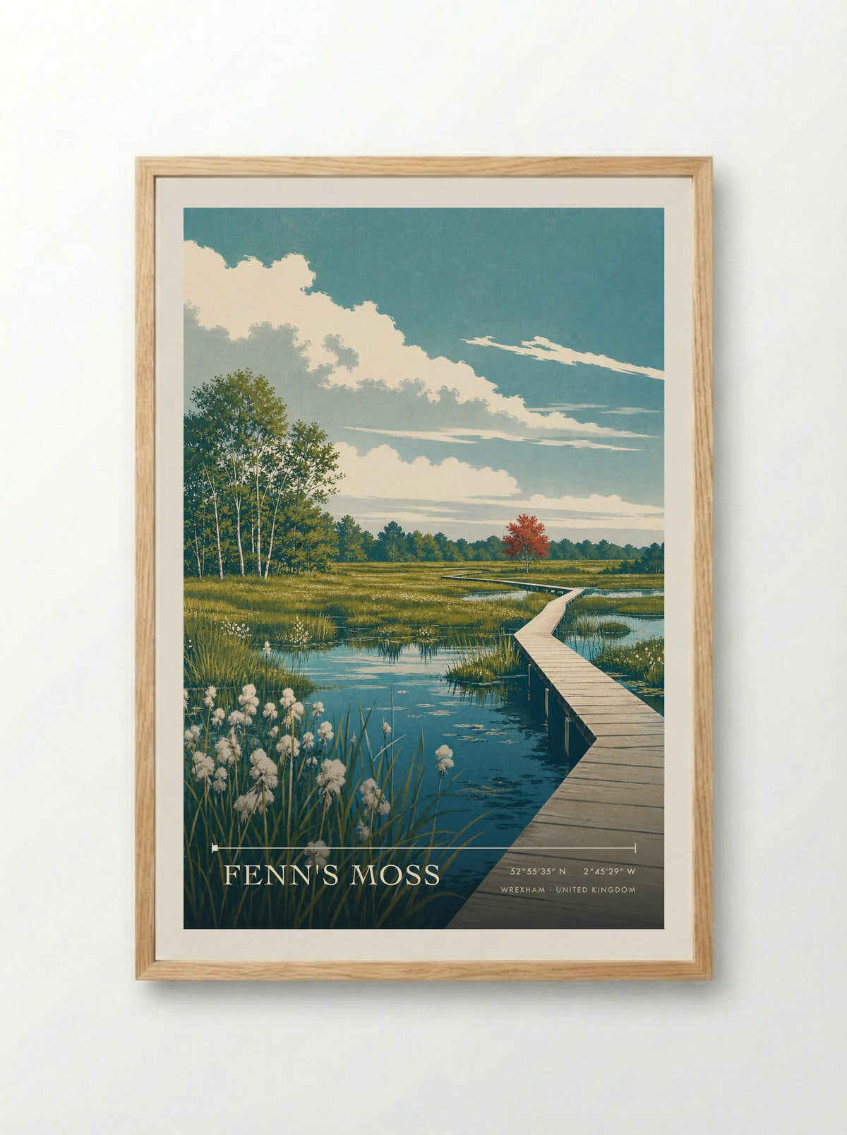 Fenn's Moss Wrexham United Kingdom Travel Poster - Framed Print Wood