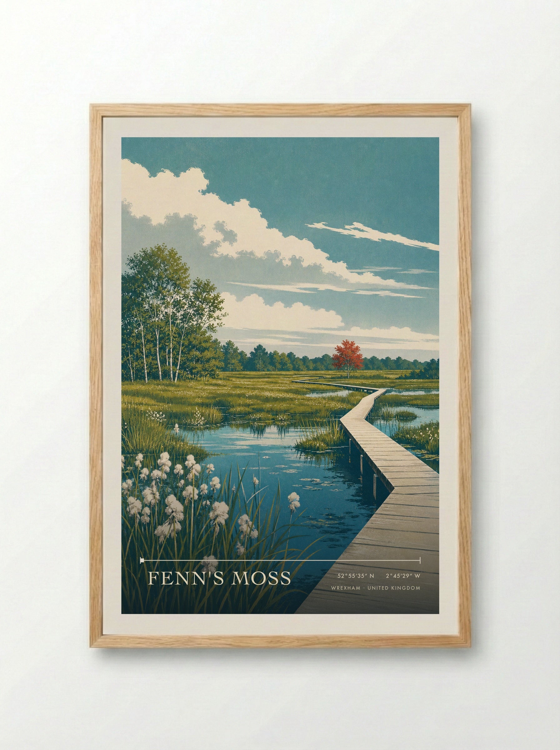 Fenn's Moss Wrexham United Kingdom Travel Poster - Framed Print Wood