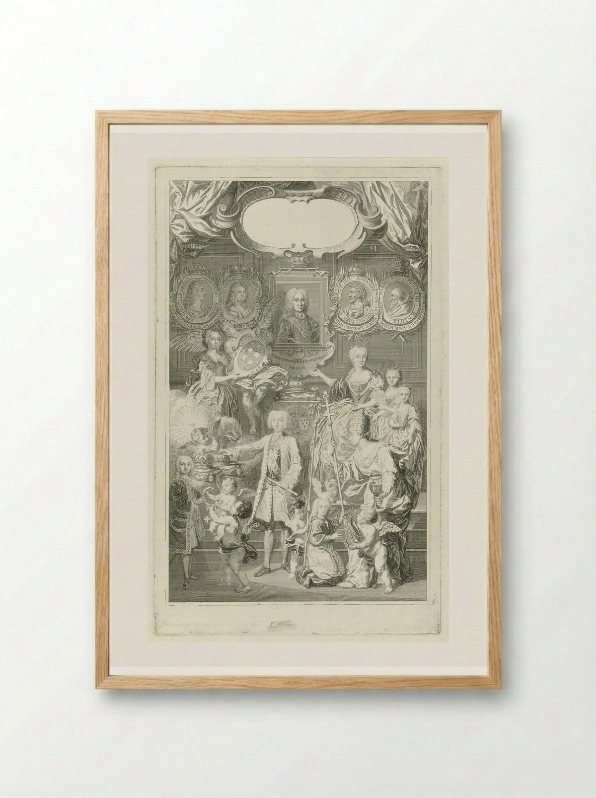 Ferdinand VI als opvolger van Filips V ten midden van zijn familie - Pieter Tanjé - Framed Print Wood