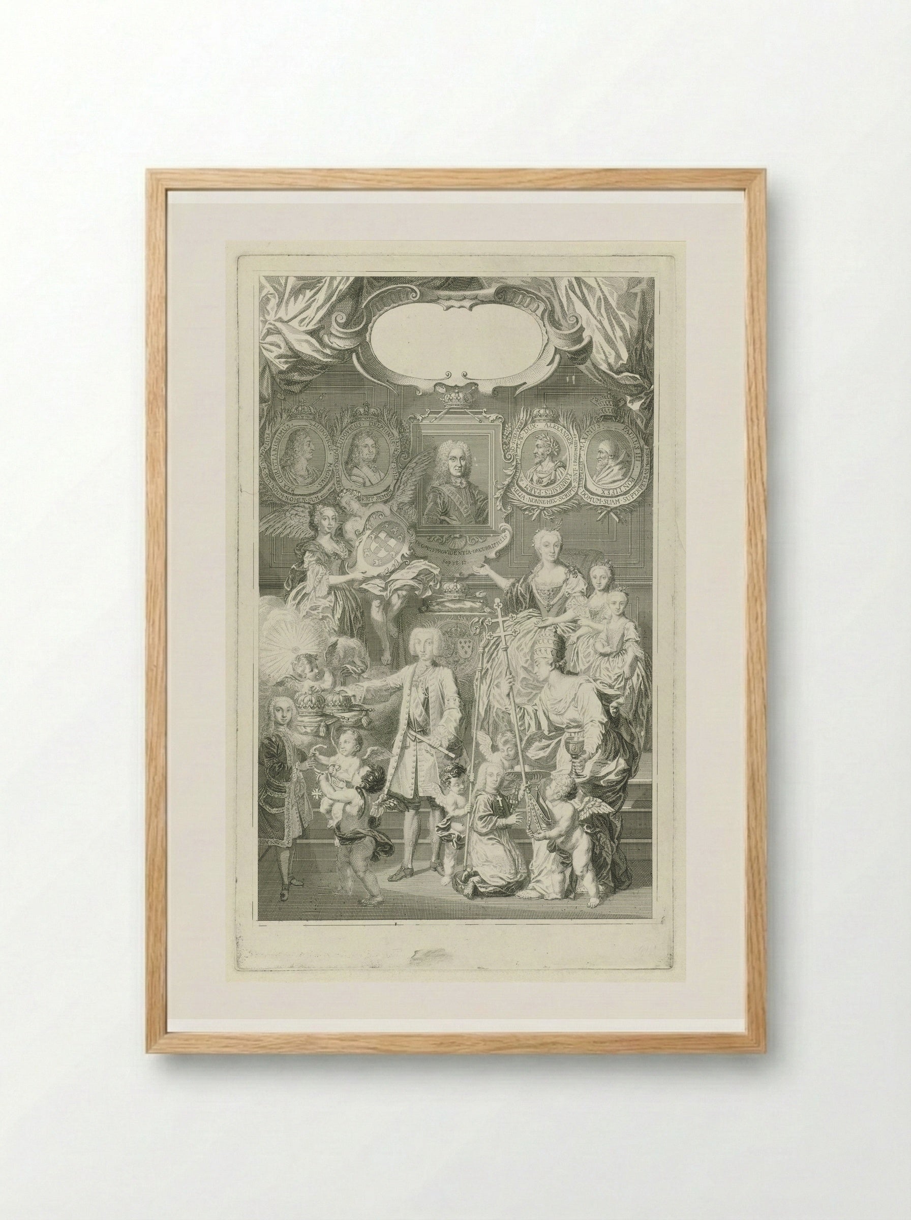 Ferdinand VI als opvolger van Filips V ten midden van zijn familie - Pieter Tanjé - Framed Print Wood