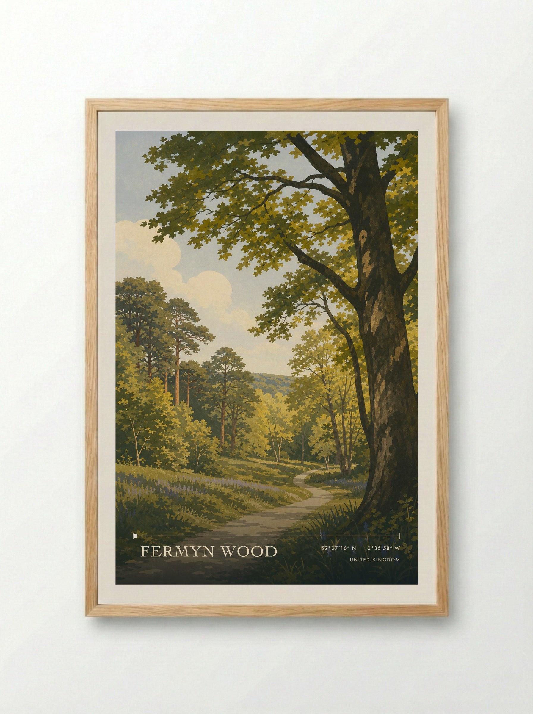 Fermyn Wood United Kingdom Travel Poster - Framed Print Wood