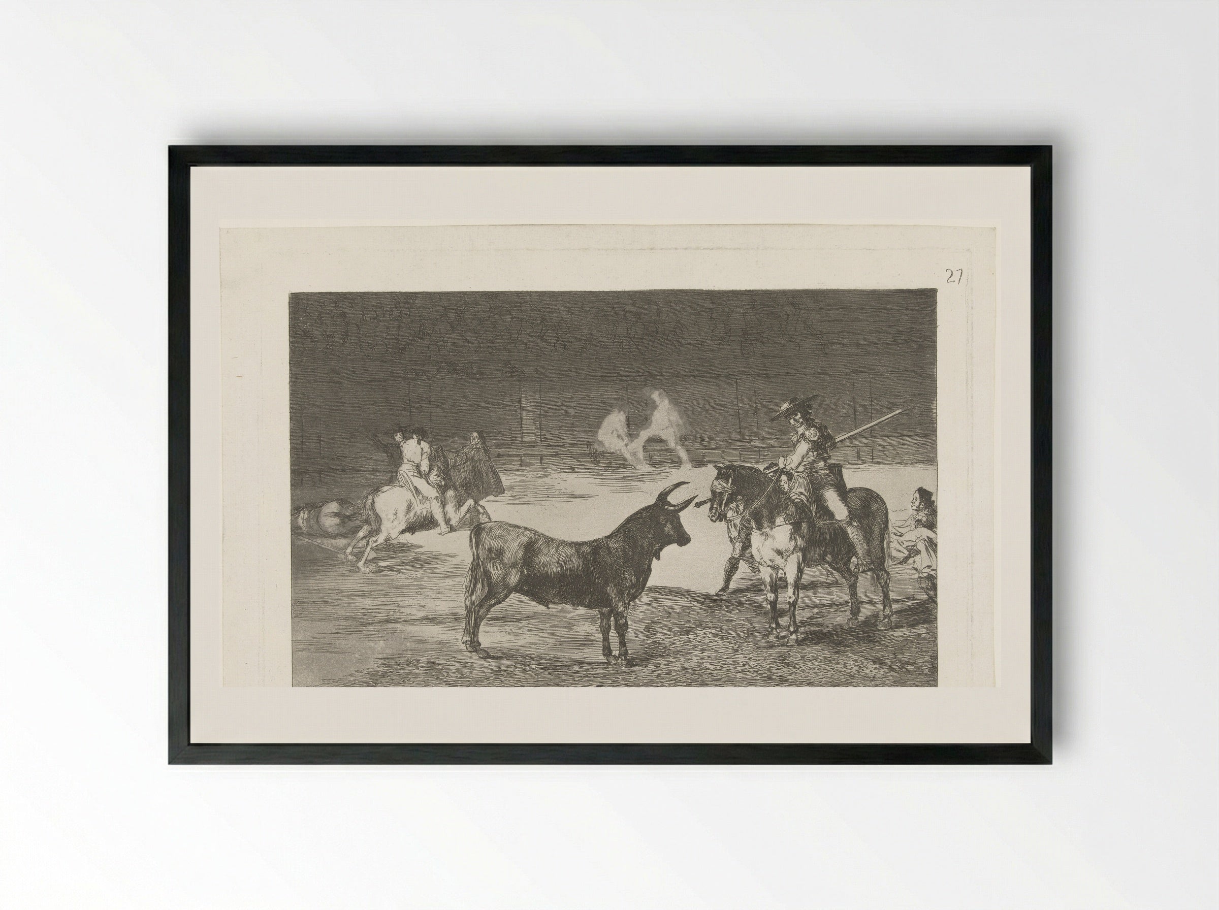 Fernando del Toro daagt een stier uit - Francisco de Goya - Framed Print Black