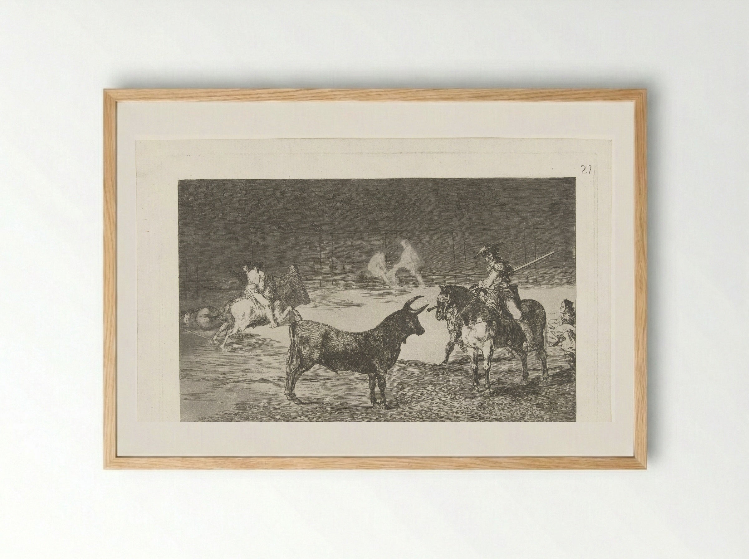Fernando del Toro daagt een stier uit - Francisco de Goya - Framed Print Wood