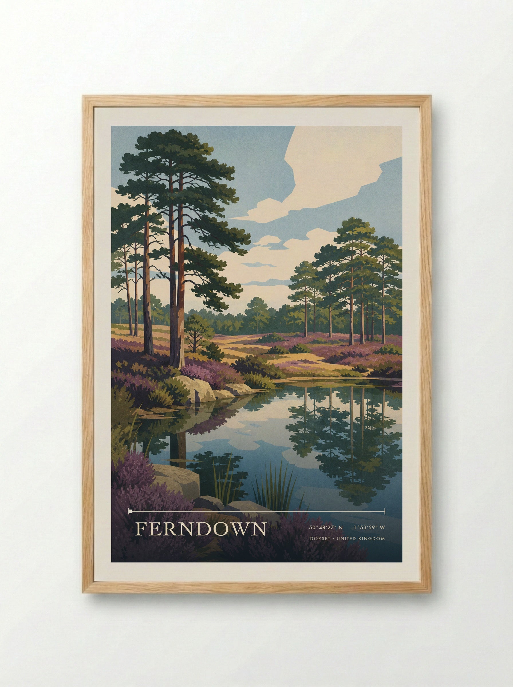 Ferndown Dorset United Kingdom Travel Poster - Framed Print Wood