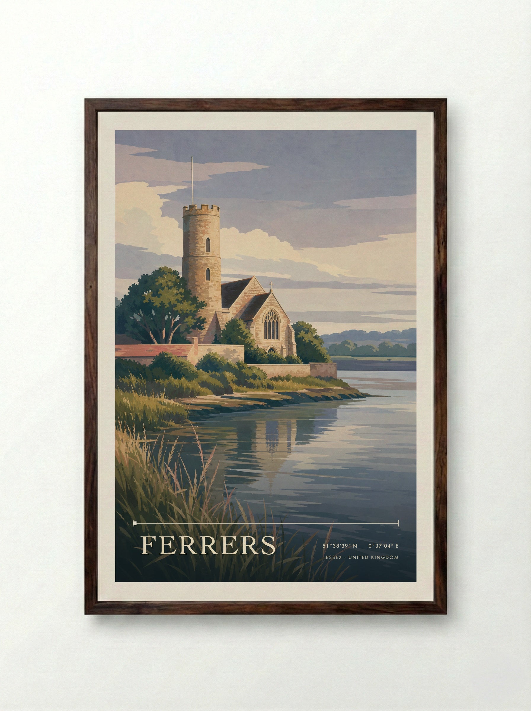 Ferrers Essex United Kingdom Travel Poster - Framed Print Dark Wood