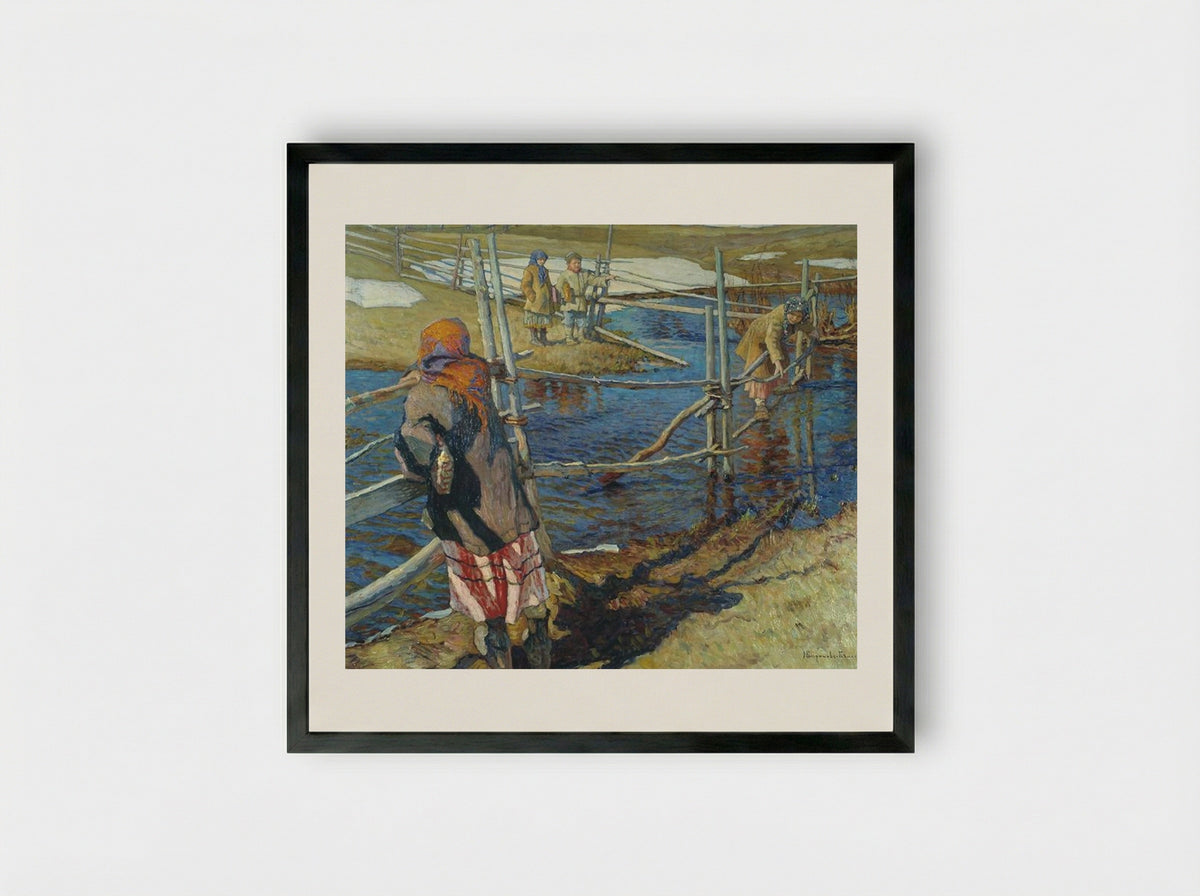 Ferriage - Nikolay Bogdanov-Belsky - Framed Print Black