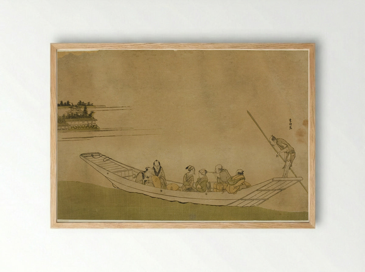Ferryboat - Katsushika Hokusai - Framed Print Wood