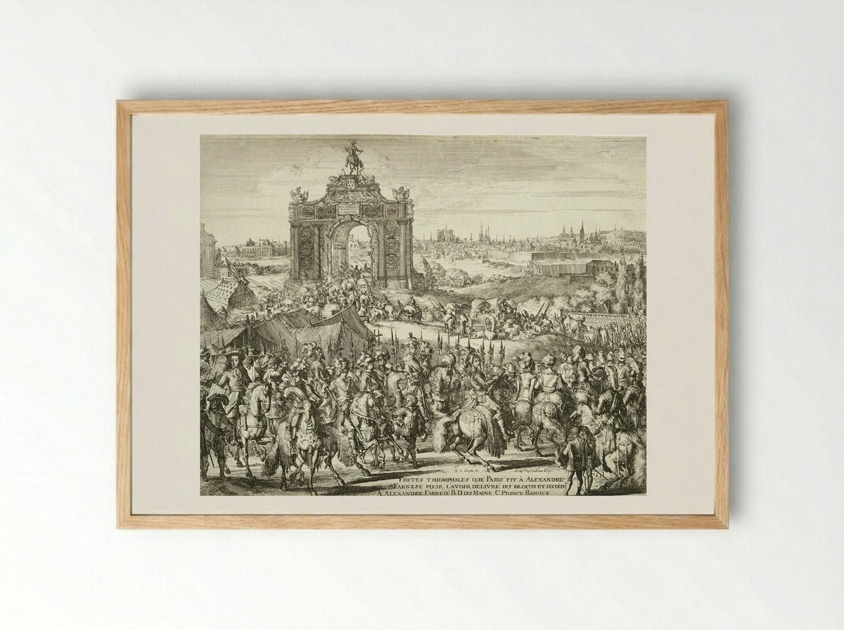 Festes triomphales que Paris fit à Alexandre Farnese - Romeyn de Hooghe - Framed Print Wood