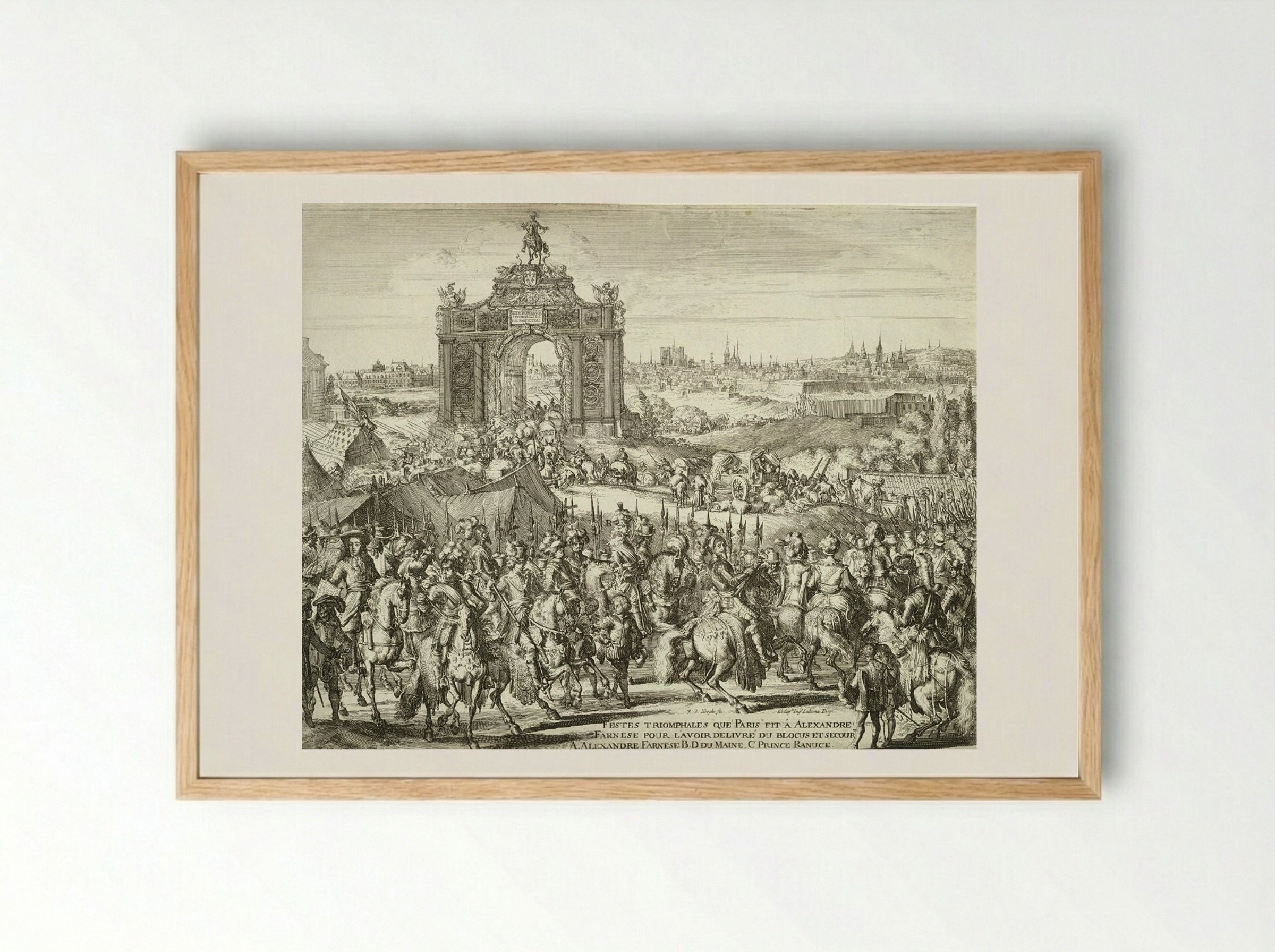 Festes triomphales que Paris fit à Alexandre Farnese - Romeyn de Hooghe - Framed Print Wood