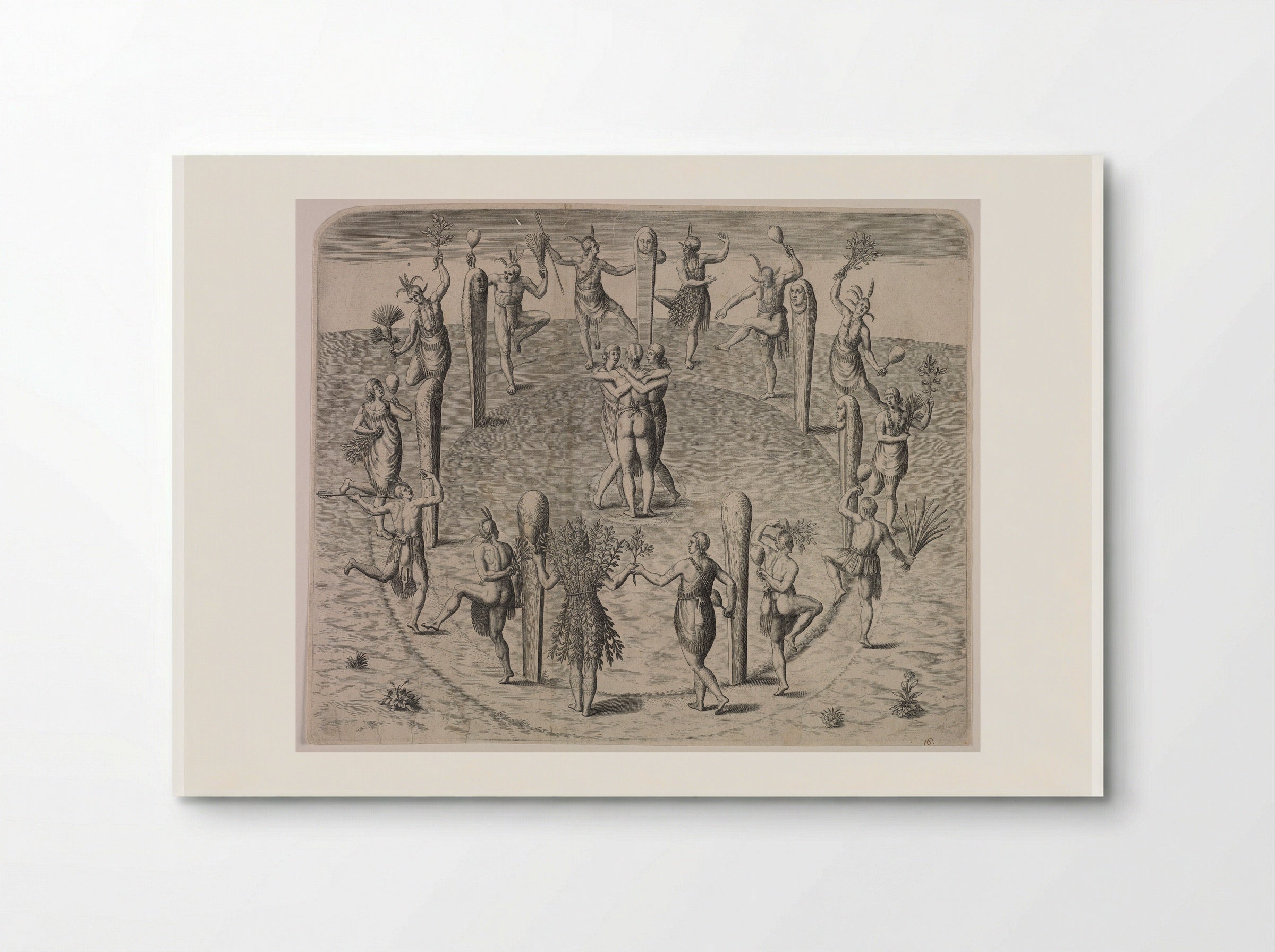 Festival Dance of the Virginians - Theodor de Bry - Poster