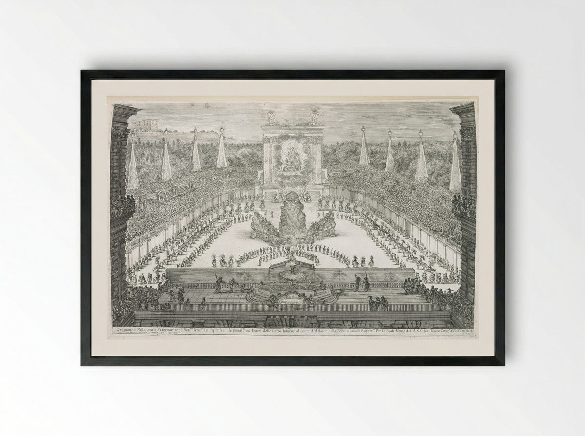 Festival Parade with the Gods Enthroned - Stefano Della Bella - Framed Print Black