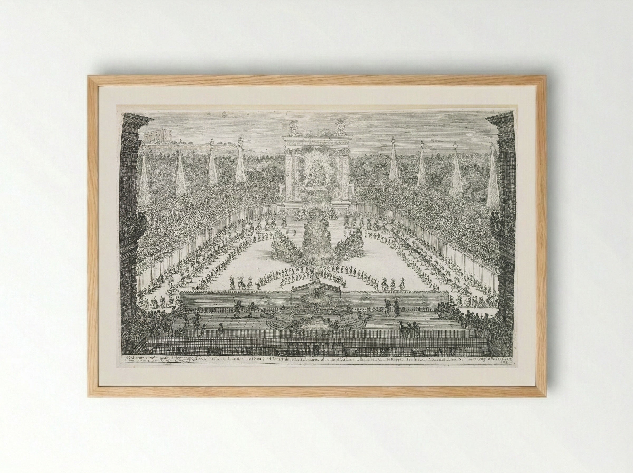 Festival Parade with the Gods Enthroned - Stefano Della Bella - Framed Print Wood