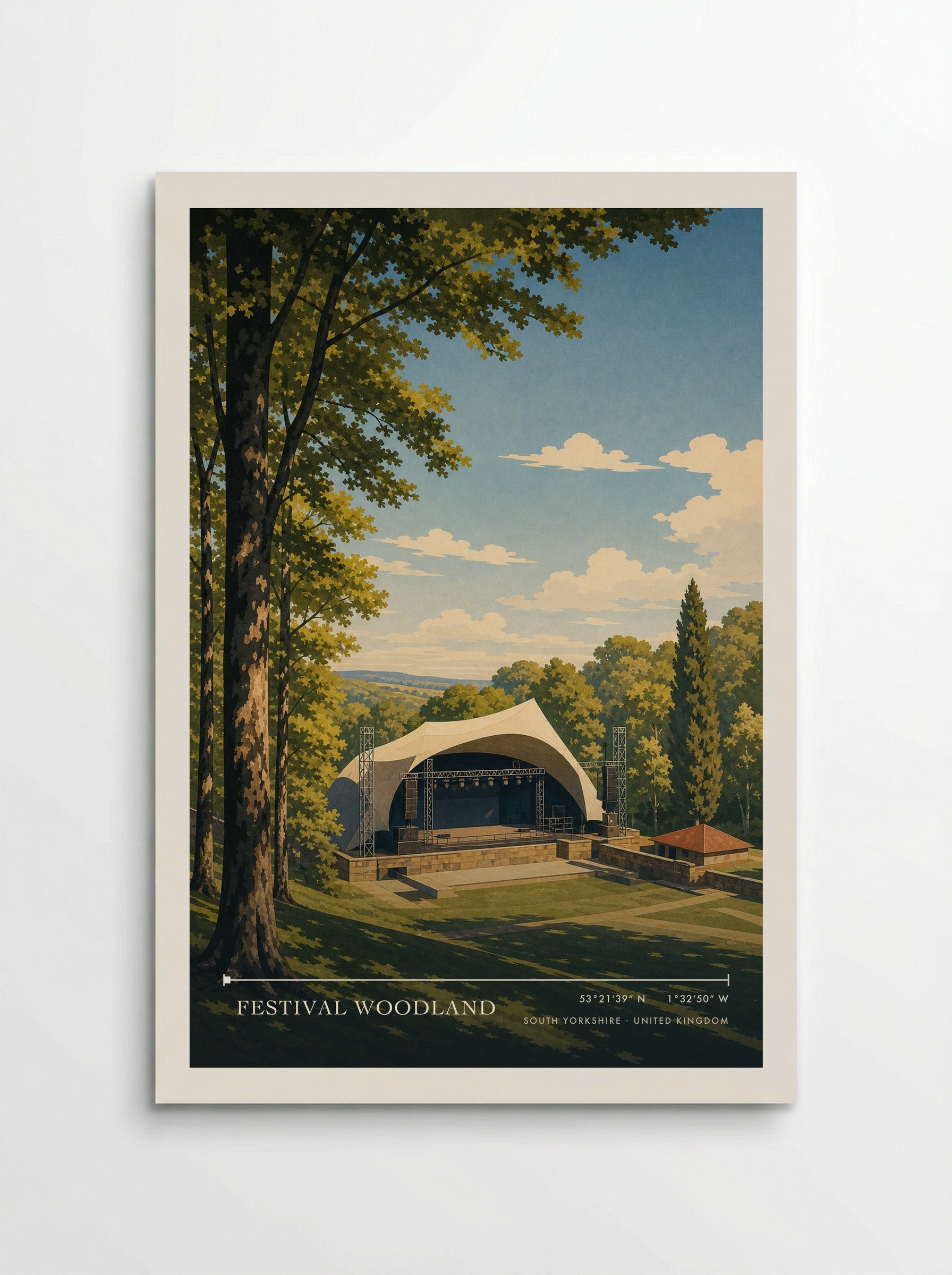Festival Woodland South Yorkshire United Kingdom Travel Poster - Poster